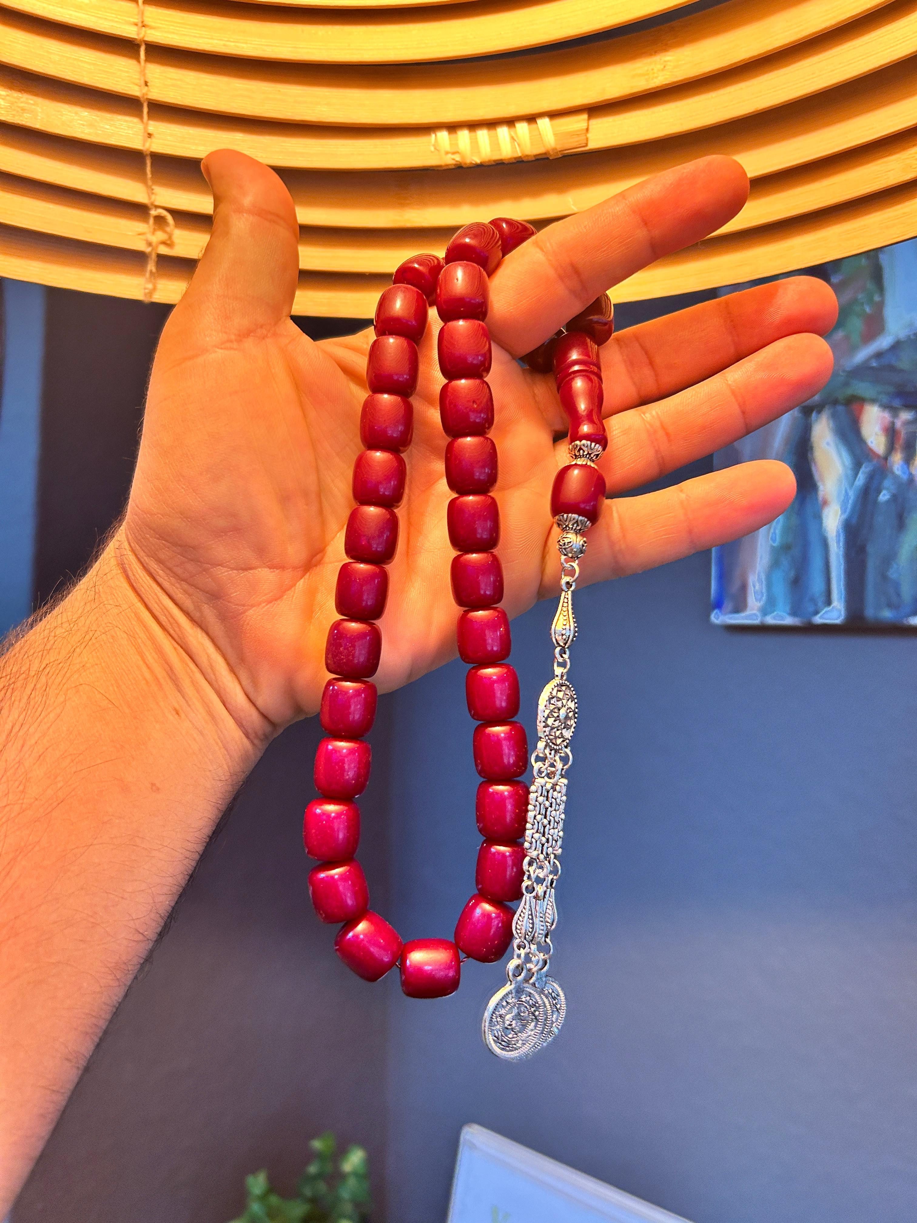 TesbihBid Kettenanhänger Cherry Osmanli Rot (Tasbeeh Tasbih Bakalite faturan kuka, 33-tlg., tasbih, misbaha, 33-tlg., rosaryTasbih tesbih islam Vater Geschenk), Ottoman