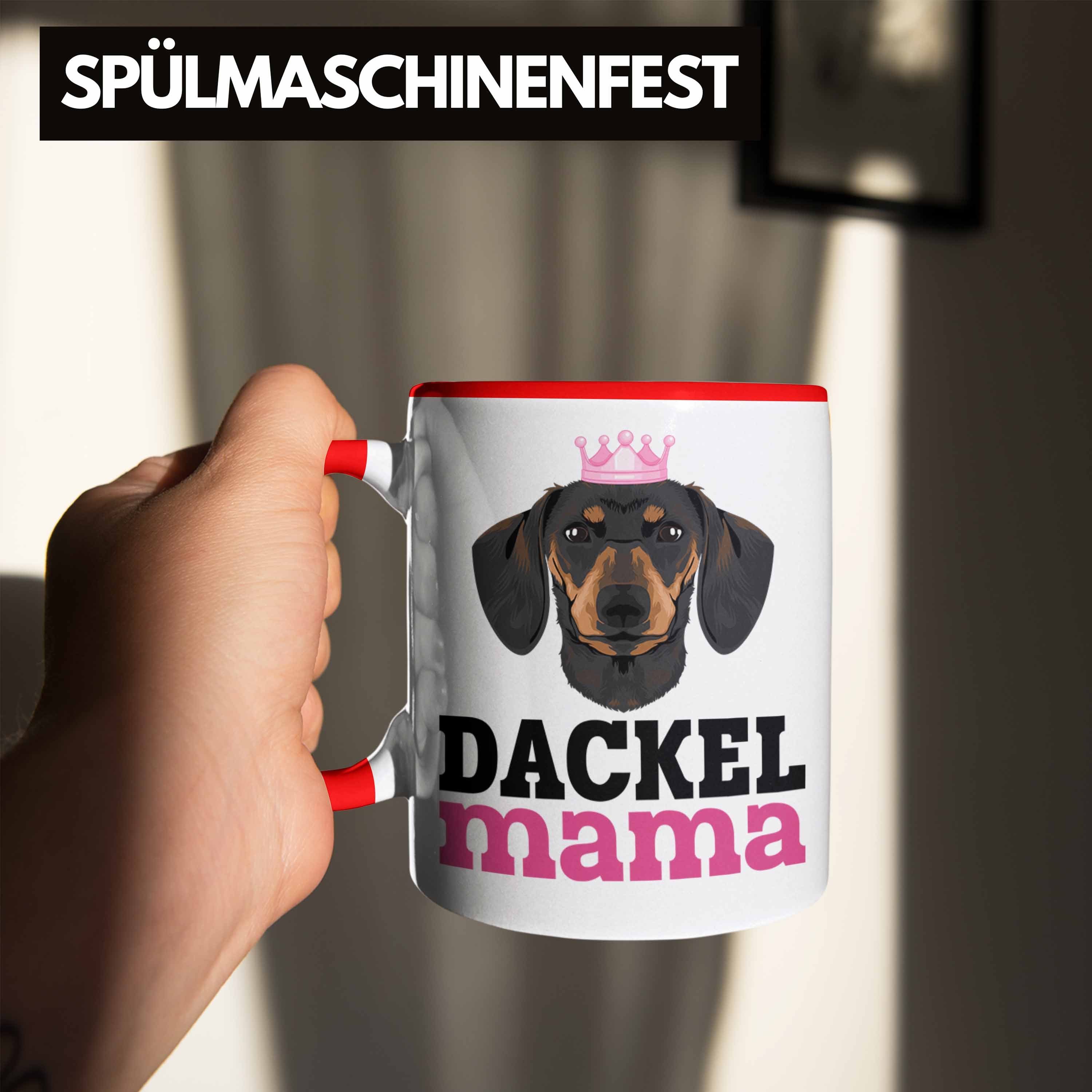 Trendation Tasse Dackel Tasse Lustig Dackel Geschenke Mama Dachshund Rauhaardackel Rot