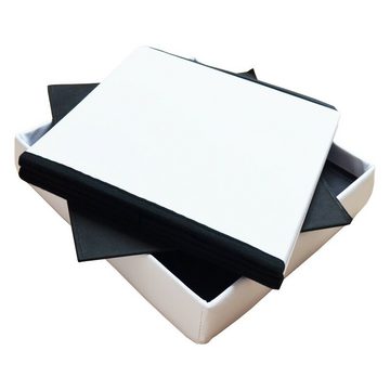 style home Sitzhocker faltbare Sitzbank mit Stauraum (Aufbewahrungsbox mit Deckel, gepolstert Sitzwürfel Fußhocker, Sitztruhe aus Kunstleder), für Wohnzimmer Schlafzimmer, 38 * 38 * 38 cm Weiß