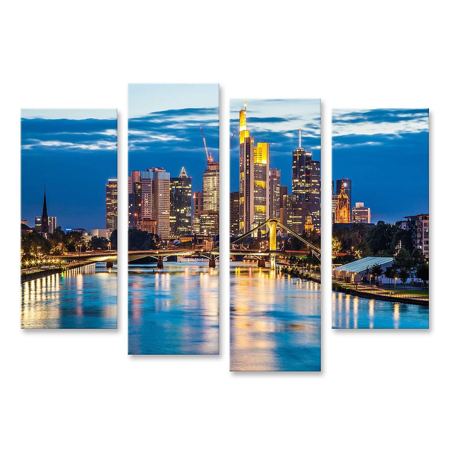 Leinwandbild Bild auf Leinwand Schöne Aussicht auf die Skyline von Frankfurt am Mai