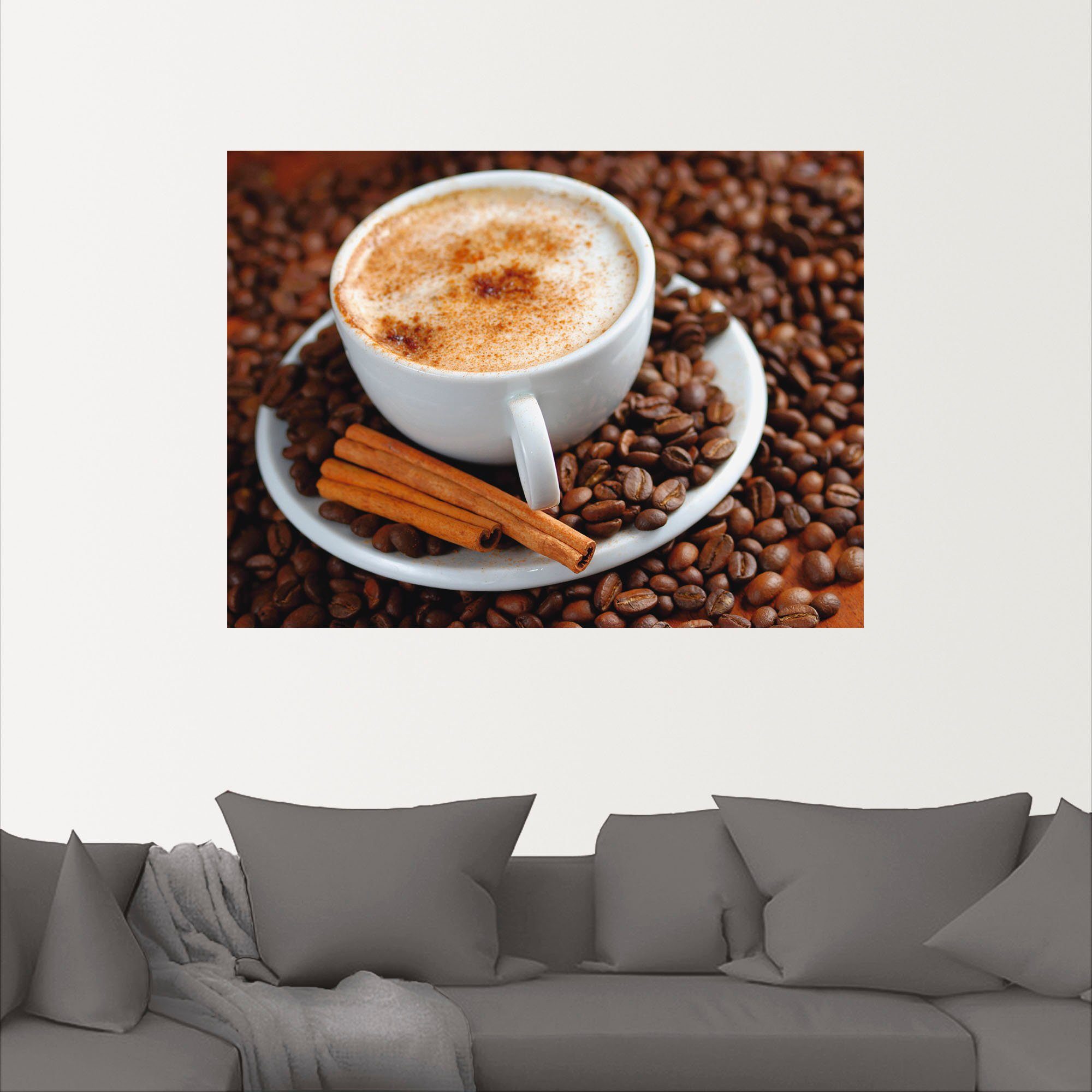 Artland - (1 Getränke Leinwandbild, Wandaufkleber Cappuccino in oder Poster St), Kaffee, versch. Größen Wandbild als Alubild,