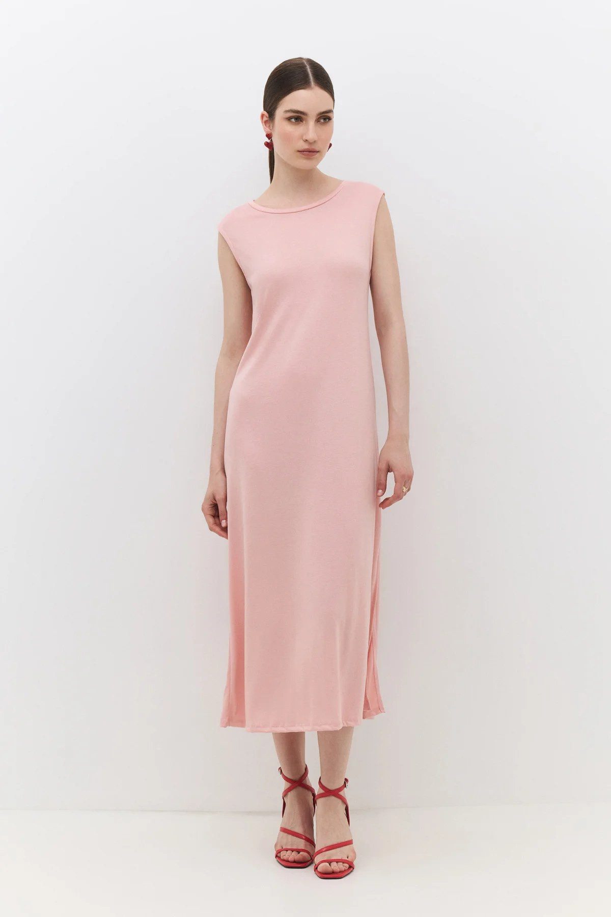 Midikleid Midikleid mit Rundhalsausschnitt