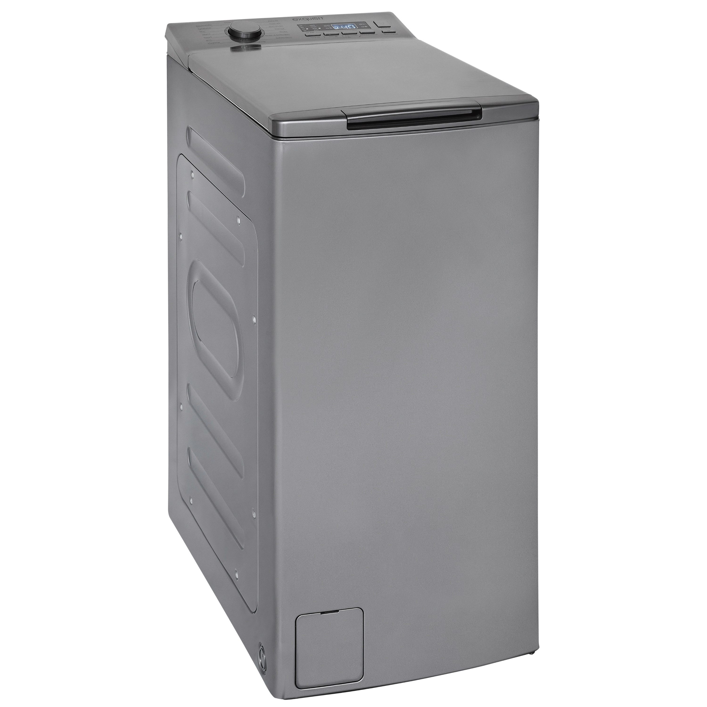 exquisit Waschmaschine Toplader LTO51207-030A, 7,5 kg, 1200 U/min, 7,5 kg, Startzeitvorwahl, Aquastop, Schmal, 15 Programme, Toplader