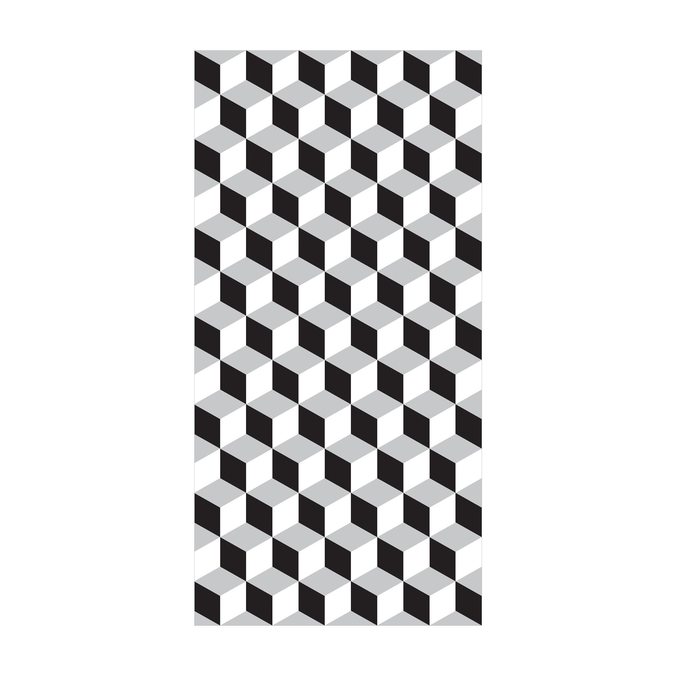 Bilderdepot24 Teppich Teppich Vinyl Flur Küche Fliesen Muster funktional lang modern, Läufer - schwarz weiß glatt, nass wischbar (Schmutz, Tierhaare) Saugroboter & Bodenheizung geeignet