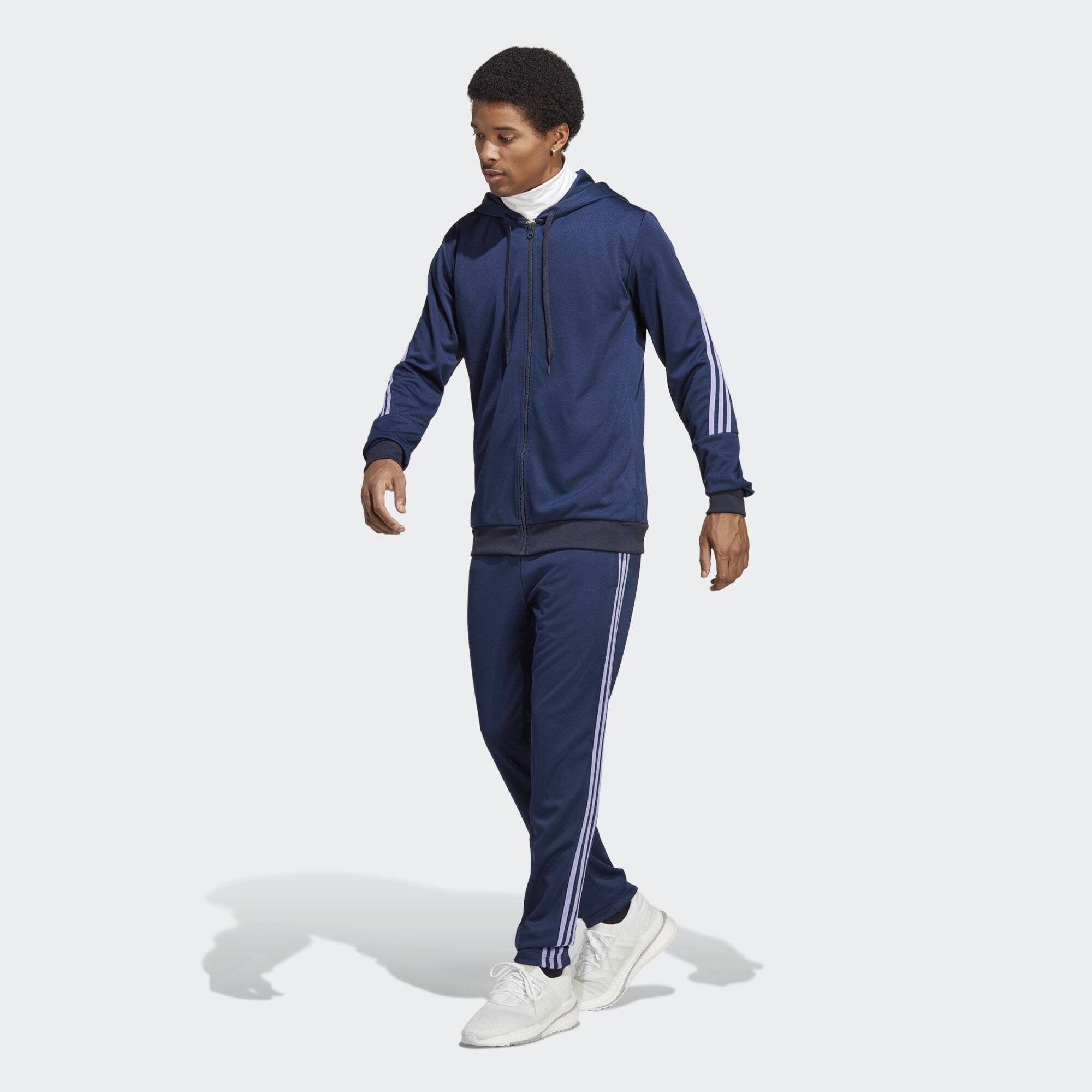 adidas Sportswear Trainingsanzug 3-STREIFEN TRAININGSANZUG, Oberteil:  durchgehender Reißverschluss; Kapuze mit weitenregulierbarem Kordelzug