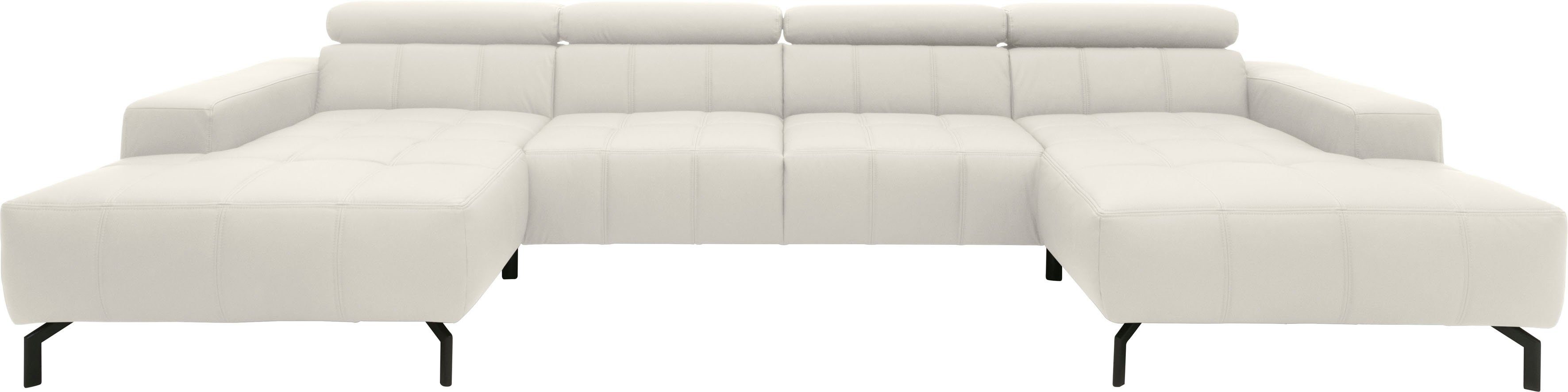 DOMO collection Wohnlandschaft Cunelli tolle Sitznähte als Designelement, fester Sitzkomfort, U-Form, wahlweise mit Kopfteilverstellung, bodenfrei