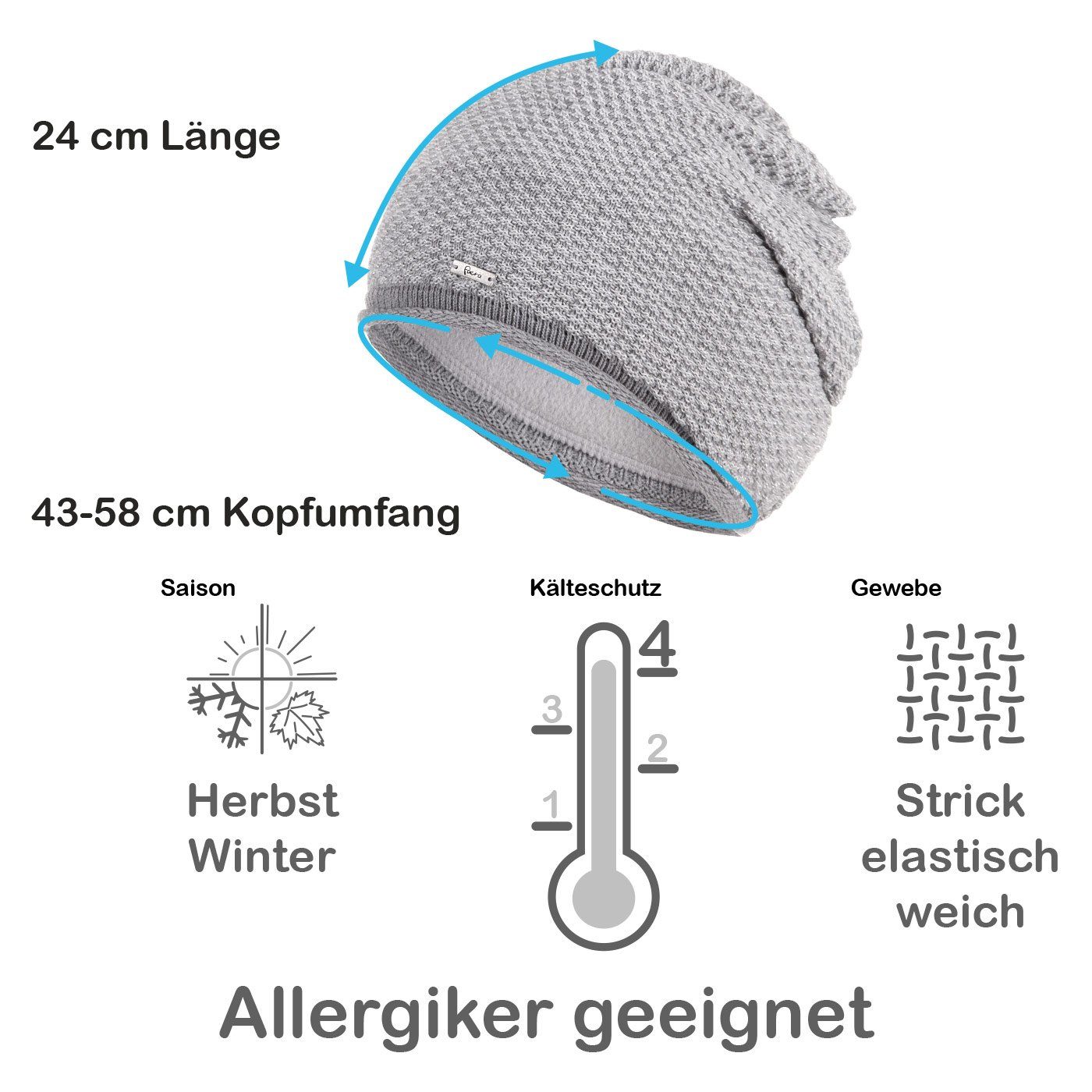Faera Strickmütze Wintermütze Damen Mütze Beanie Haube gefüttert Strickmütze Damenmütze