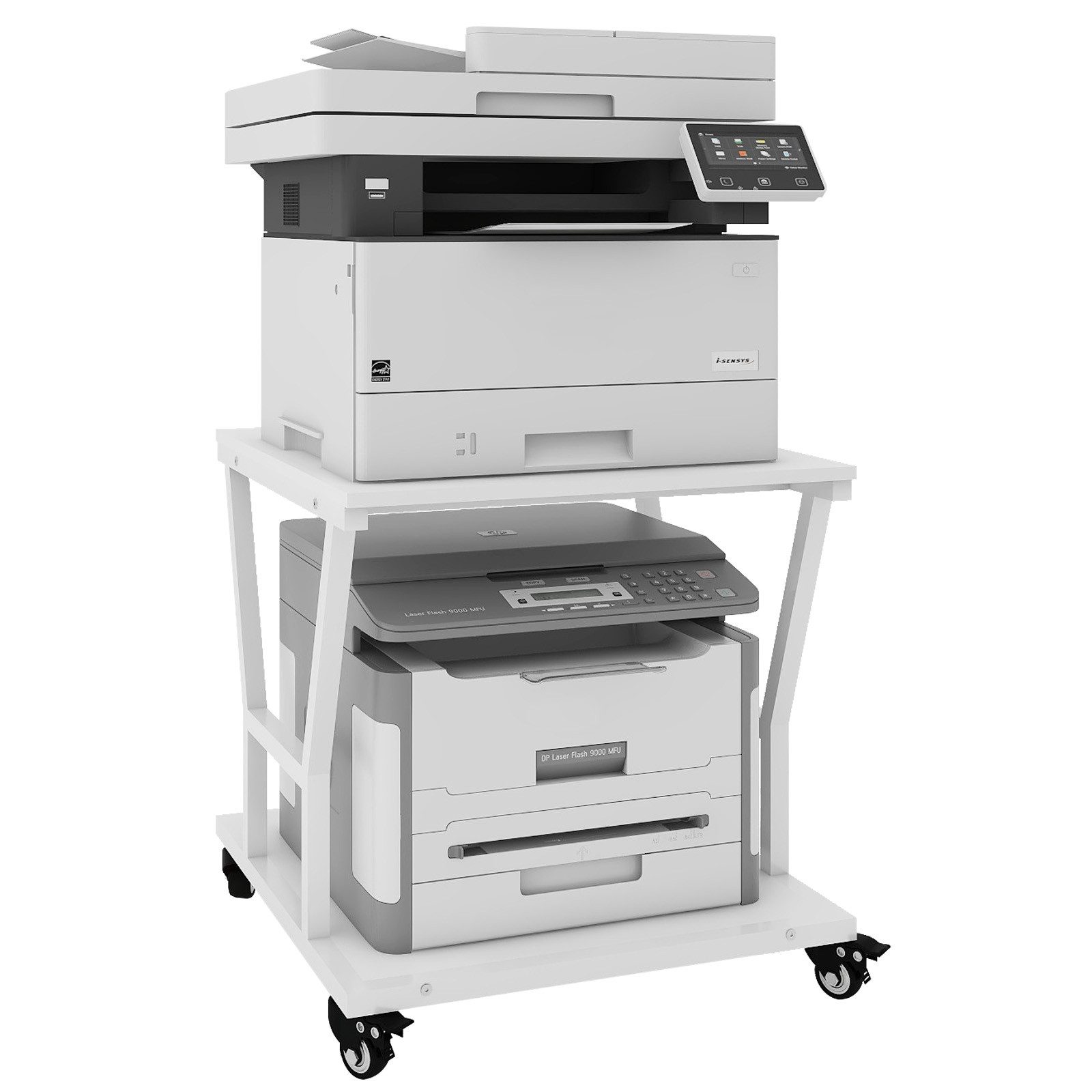 PUNCIA Druckertisch 2 Schichten Heim Büro mit Raddrucker Aufbewahrungshalter Tisch (1-St), Höhenverstellbare Mittelebene (4-stufig), 140 kg Tragkraft