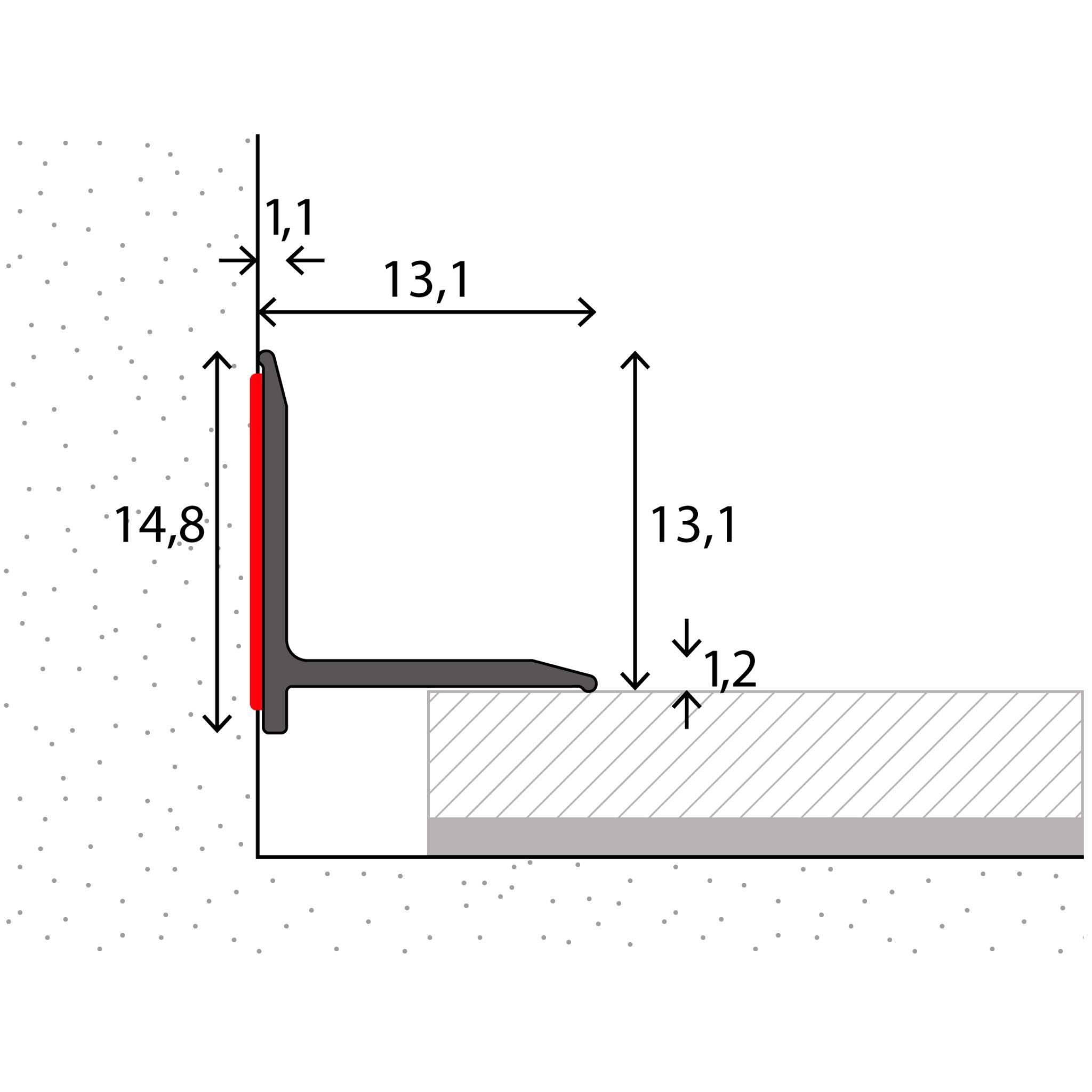 prinz Übergangsprofil Wandanschlussprofil Nr. 298, 100 cm schwarz Abschlussleiste