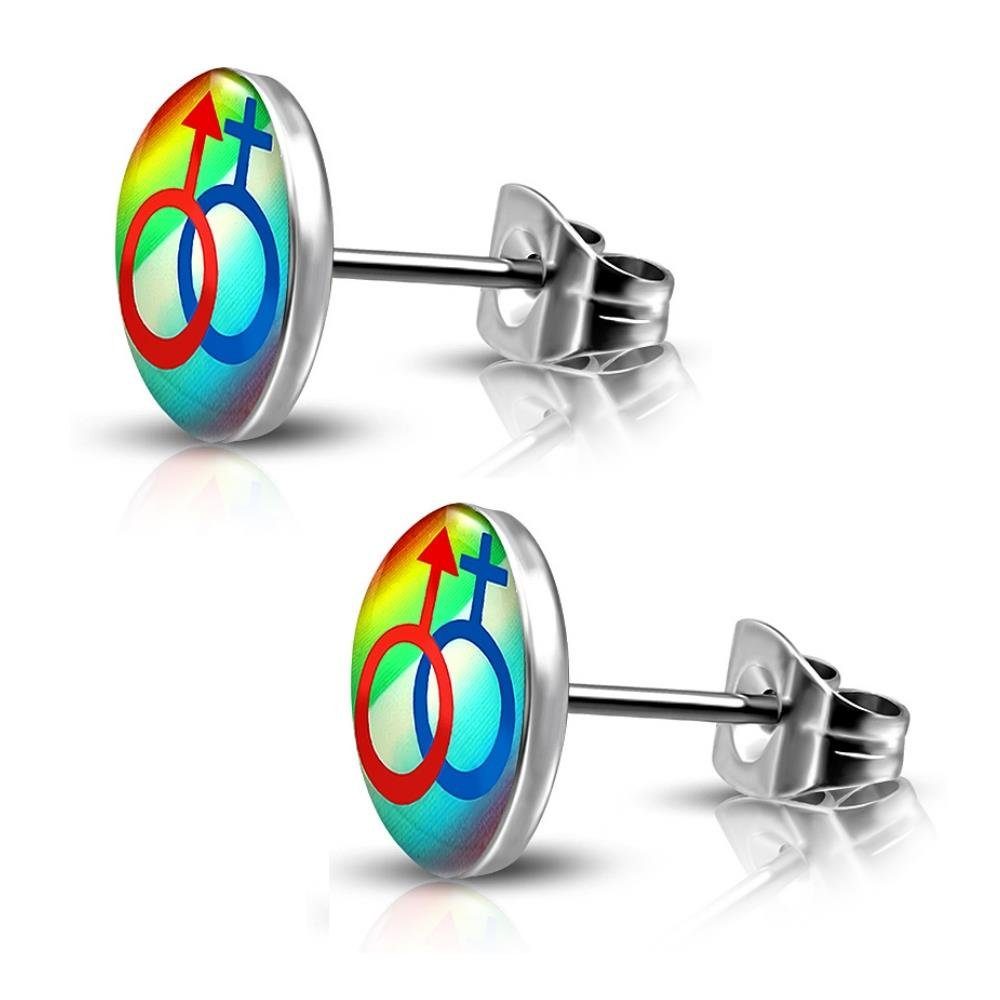 2-tlg), Rainbow (1 Ohrschmuck Ohrringe aus Unisex Ohrstecker-Set Bunt Paar (2 Edelstahl Stück), Ohrstecker BUNGSA