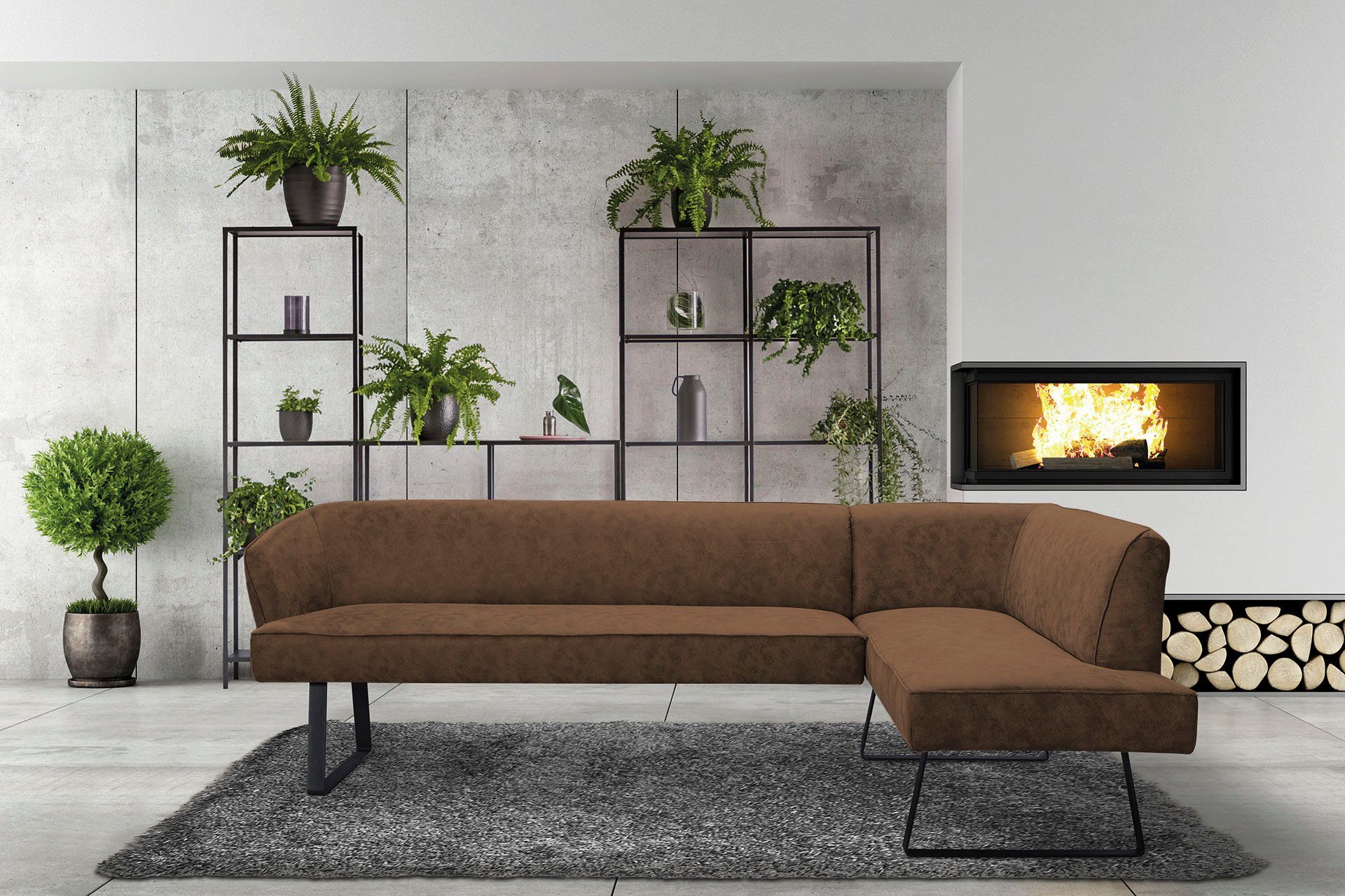 exxpo - sofa in Keder Eckbank fashion verschiedenen Americano, Qualitäten und mit Bezug Metallfüßen