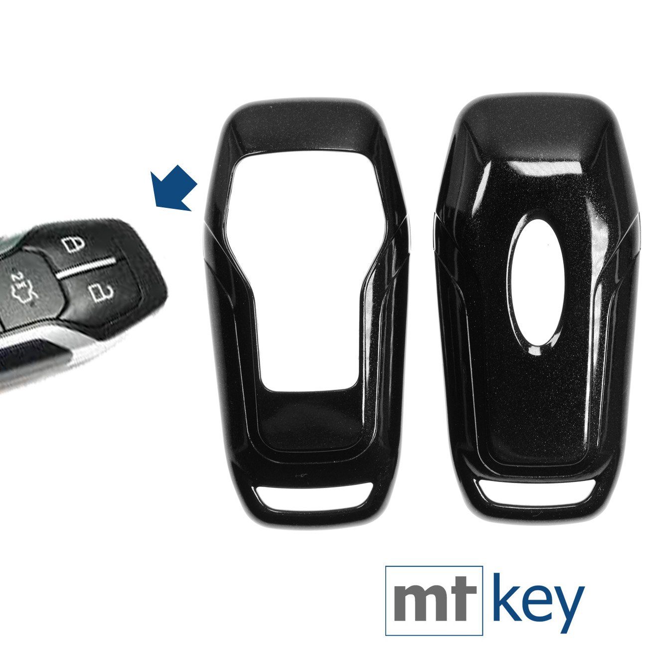 Ford Autoschlüssel KEYLESS SMARTKEY Explorer mt-key Edge Mustang Schwarz, Hardcover für Schlüsseltasche Metallic Fusion Schutzhülle