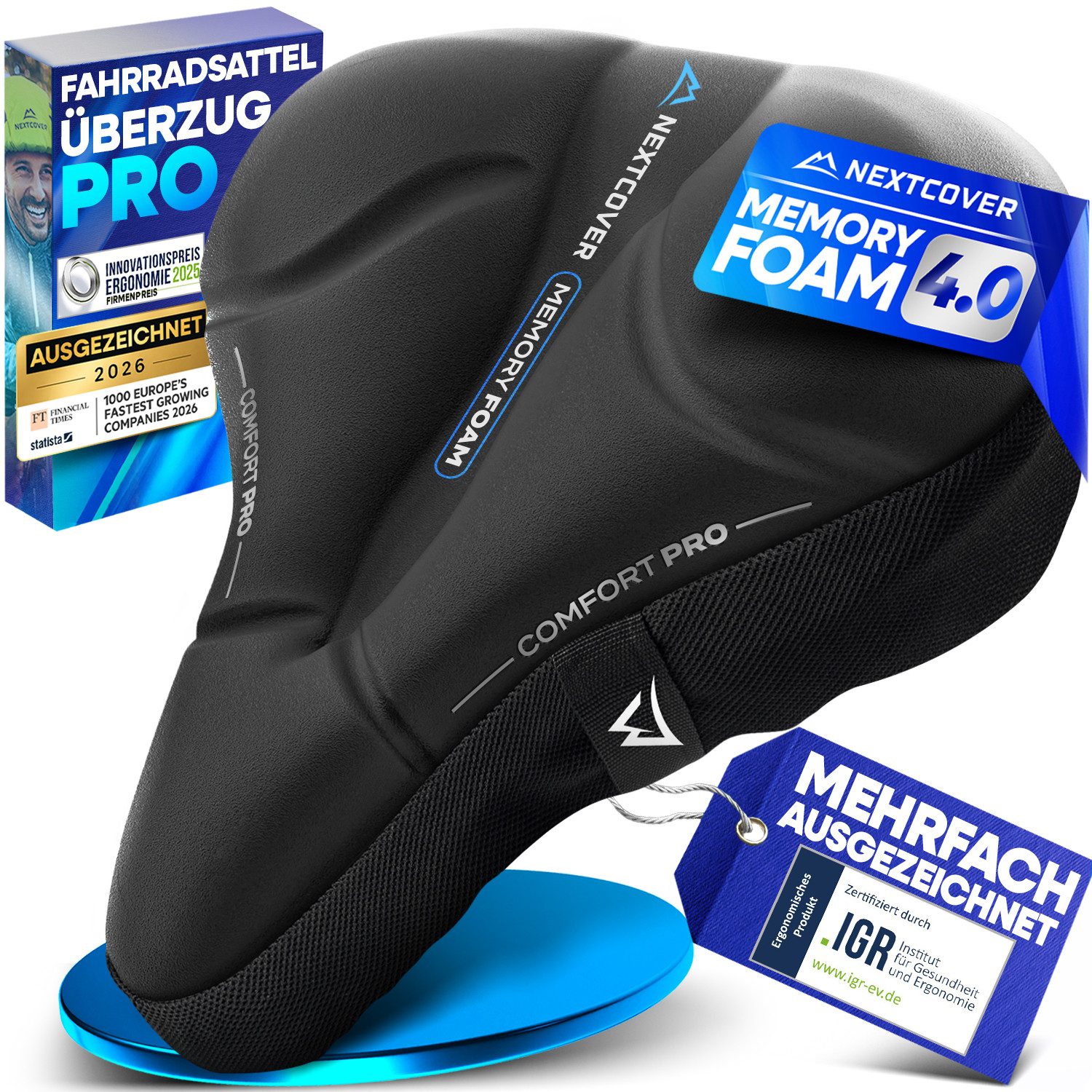 Nextcover Sattelbezug Nextcover® Fahrradsattel Überzug CoverPro mit [Memory Foam 4.0]