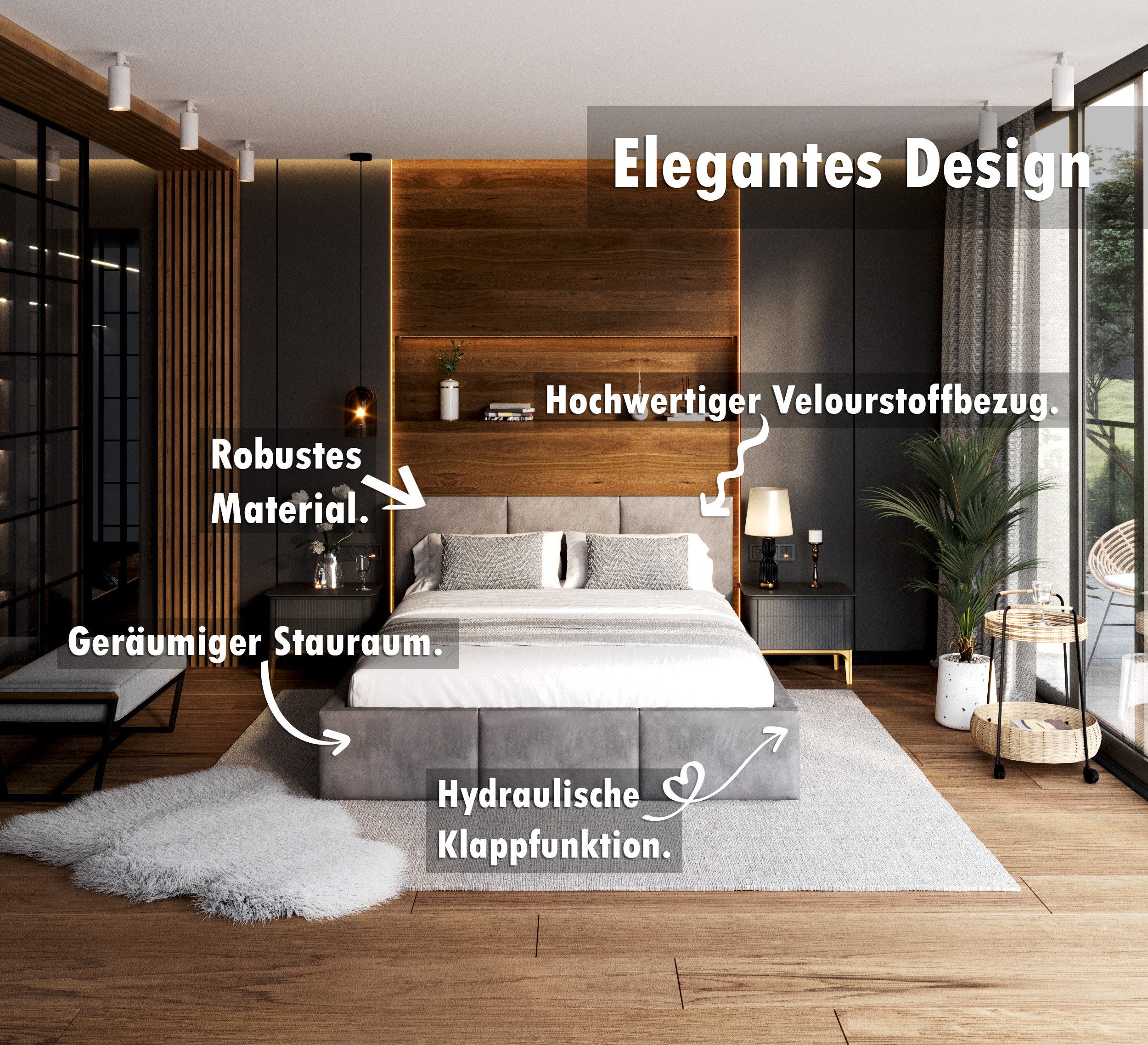 thematys Polsterbett Stauraumbett Bett mit Bettkasten - MADE IN EU - mit sa günstig online kaufen