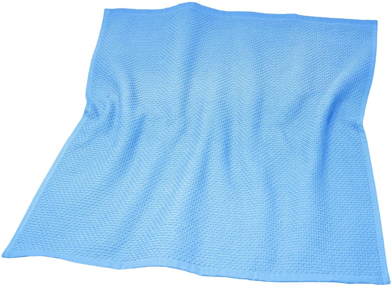 50x50 Blau Küchentücher, Set Handtuch Baumwolle, 100% Geschirrhandtuch Lashuma Pure Waffelpikee Wolken cm (Spar-Set, Blau 4-tlg),