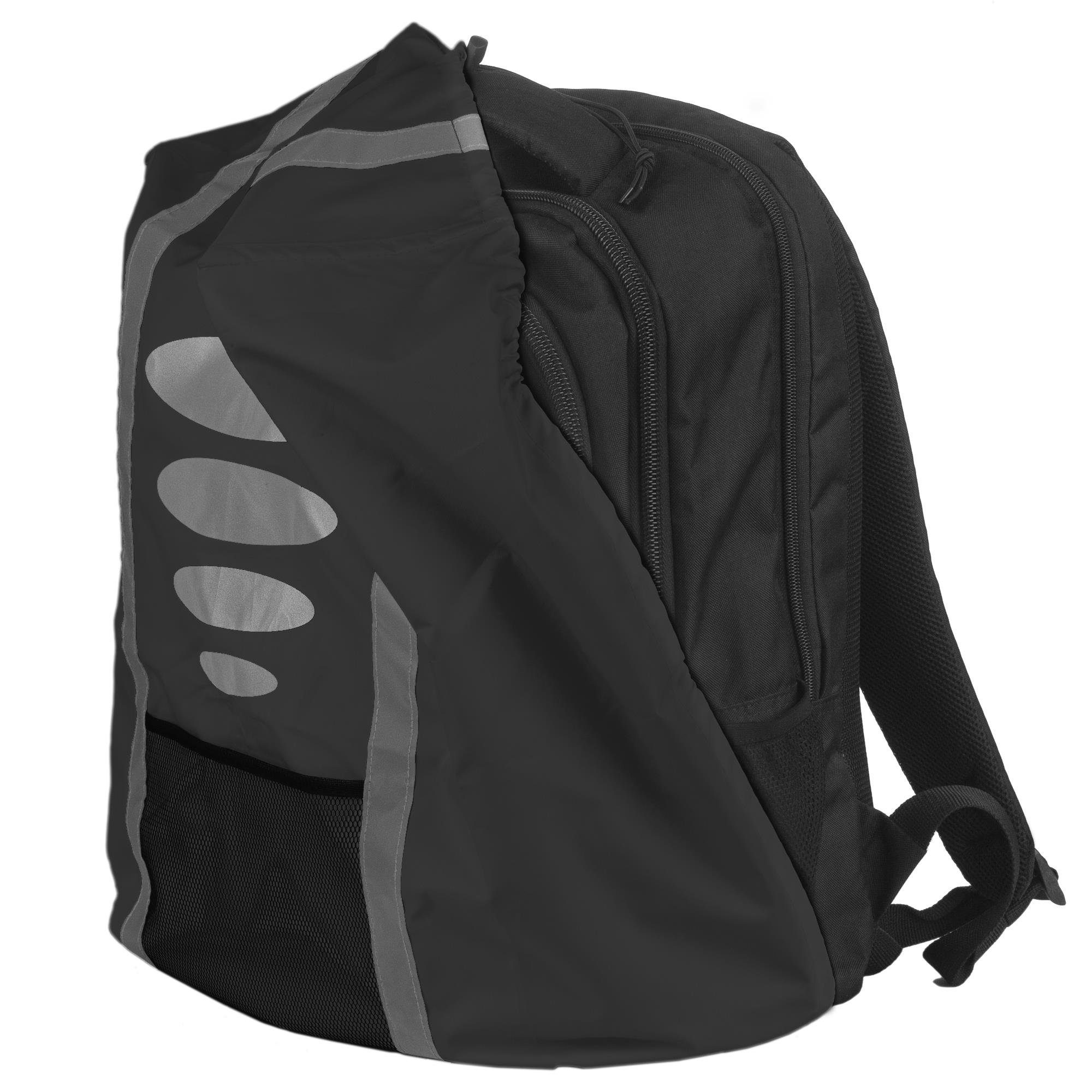 EAZY CASE Rucksack-Regenschutz Reflektor-Überzug Schutzhülle Uni, Reflektor Regenhülle Backpack Überzug Regenschutz Schulranzen Schwarz