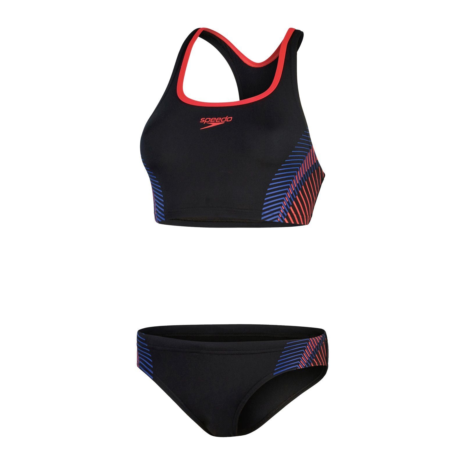 Speedo Placement Blue Red/Chroma Bustier-Bikini Black/Fed Bikini