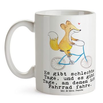 Mr. & Mrs. Panda Tasse Fuchs Fahrrad fahren - Weiß - Geschenk, Kaffeebecher, Büro Tasse, Tre, Keramik, Langlebige Designs