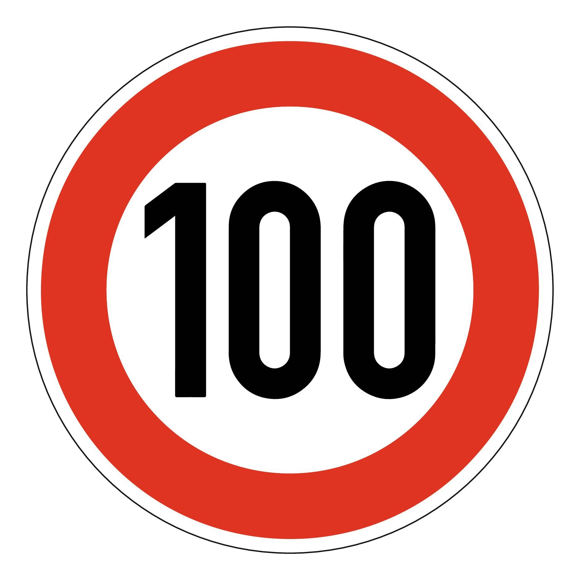 Verkehrsschild, 274-100 Ronde 600 mm 100 km/h RAL-Gütezeichen Folie RA1