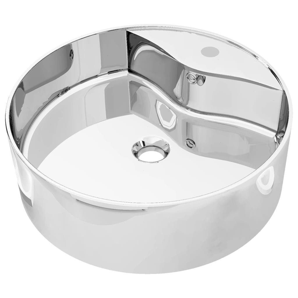 vidaXL Waschbecken Waschbecken mit Überlauf 46,5 x 15,5 cm Keramik Silbern