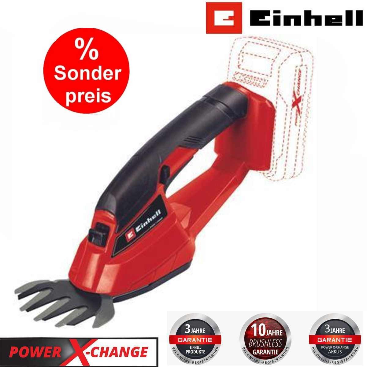 Einhell Akku-Gras- und Strauchscherenset Akku Grasschere GC-AGS 18 Li- 18V,ohne Akku, Ladegerät X-Change