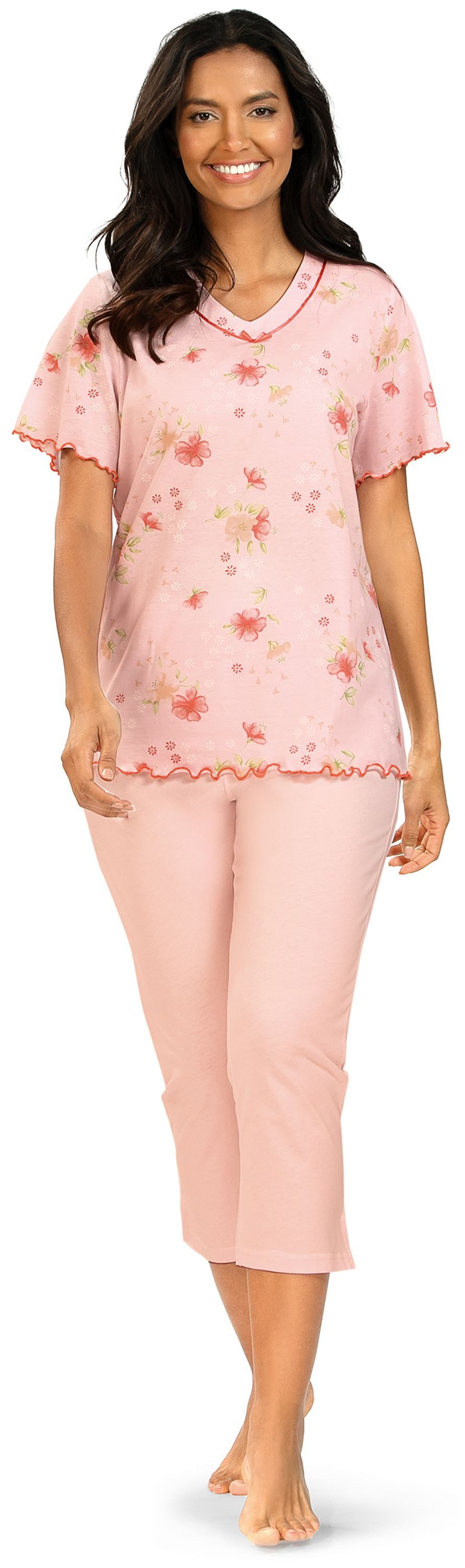 comtessa Schlafanzug Dreamy breeze (Set, 2 tlg., 2-teilig) Damen Pyjama 2-teilig 7/8 Hose Baumwolle Sommer große Größen