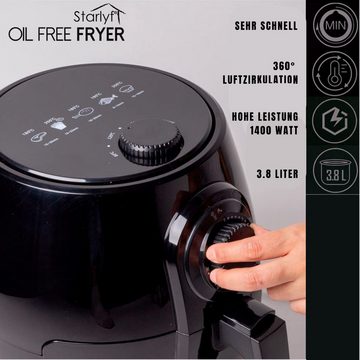 Starlyf Heißluftfritteuse Oil Free Fryer, 1400,00 W, Fritteuse mit 3,8 Litern, 30 Minuten Timer, automatische Abschaltung