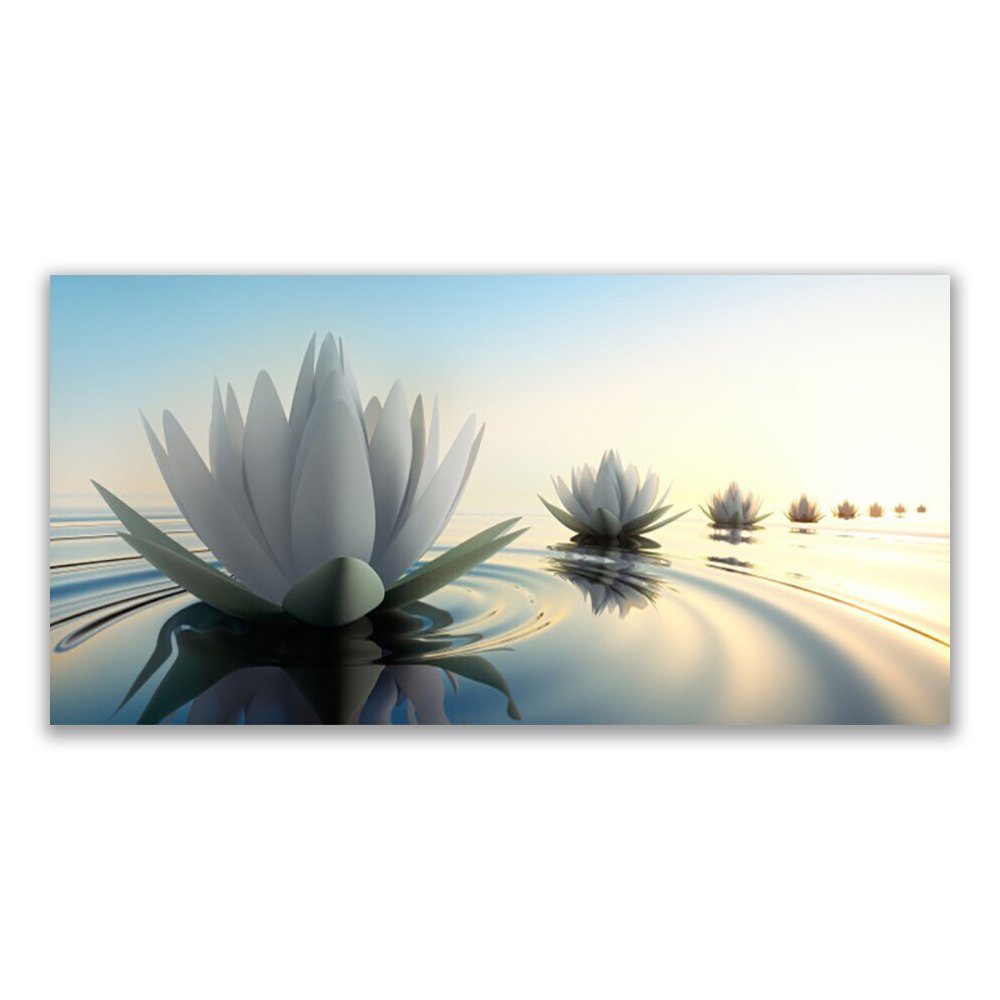 Tulup Leinwandbild XXL Wandbilder Leinwandbilder Bilder Canvas Bild 120 cm x 60 cm, Seerosen-Blumen-Teich, Leinwandbild