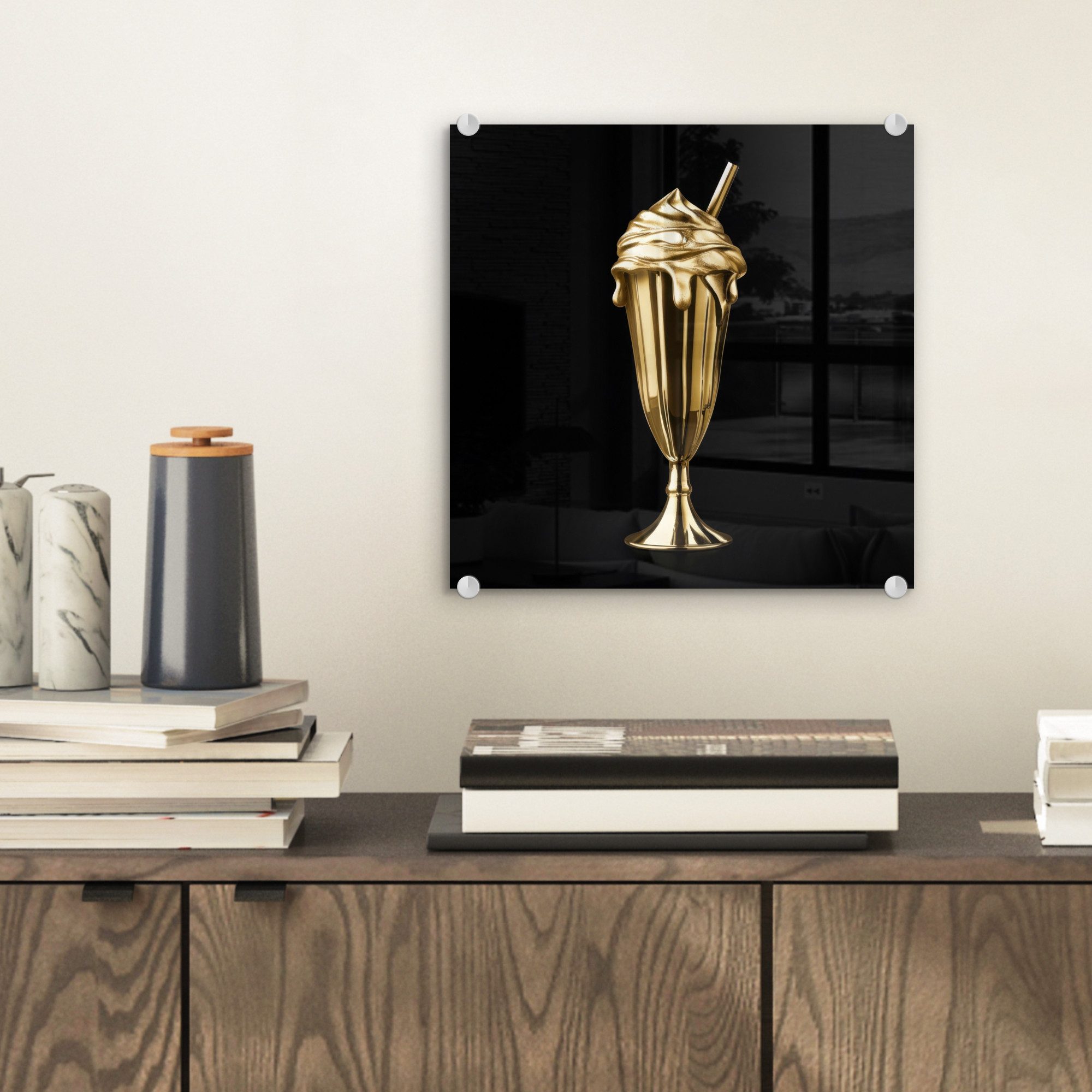 MuchoWow Acrylglasbild Milchshake - Gold - günstig online kaufen