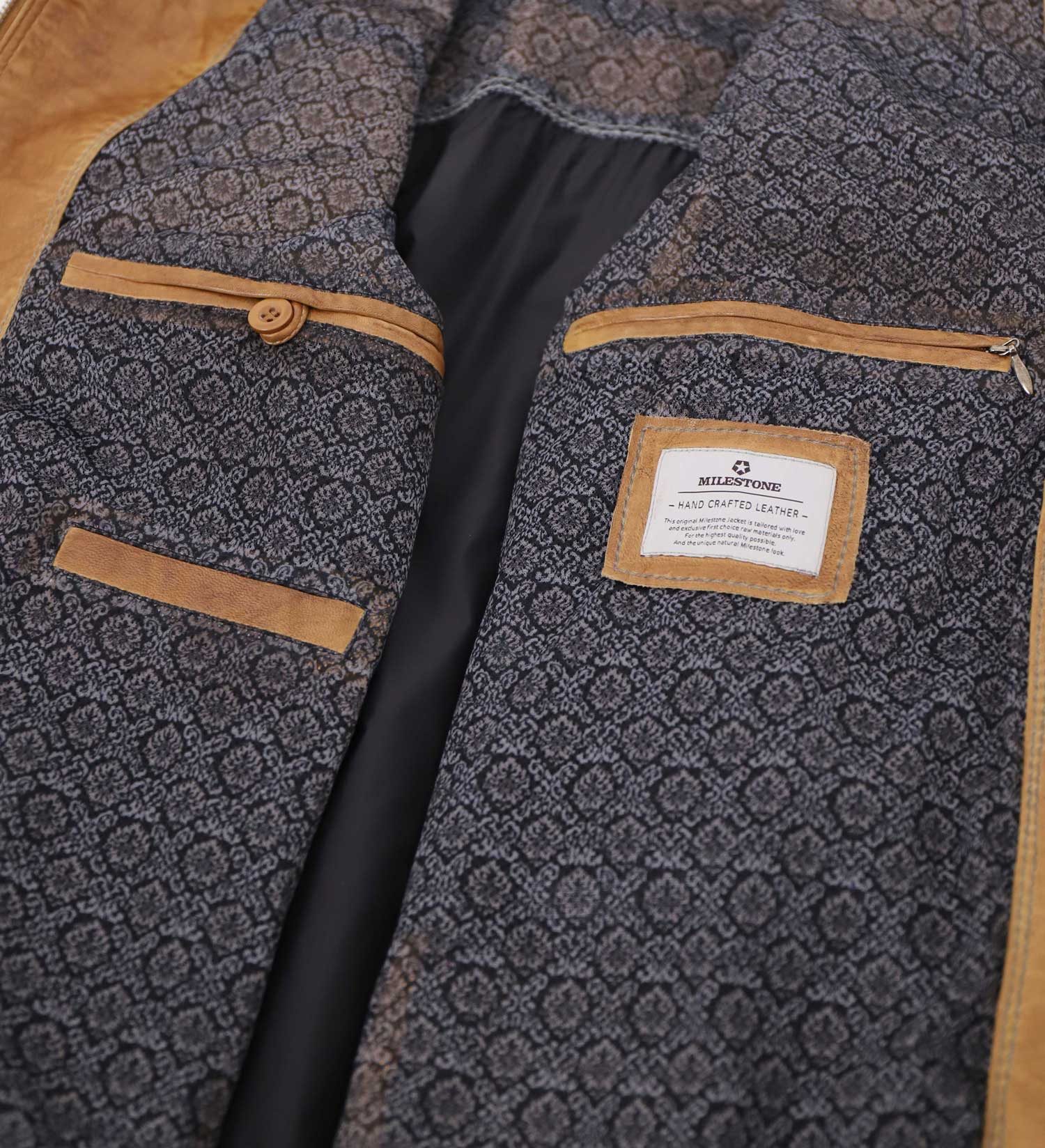 Milestone Lederjacke MS-Marco Milestone - Herren Lederjacke Lammnappa hell-cognac