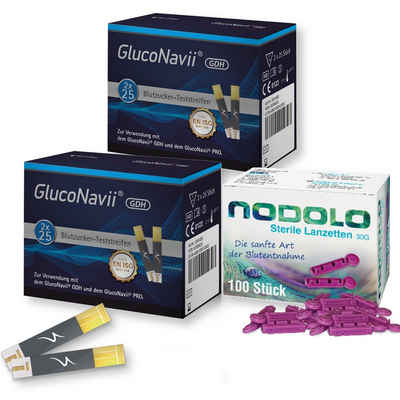 SD GLUCO NAVII Blutzucker-Teststreifen Pro, 100 Teststreifen und 100 Nodolo Lanzetten 1-St.