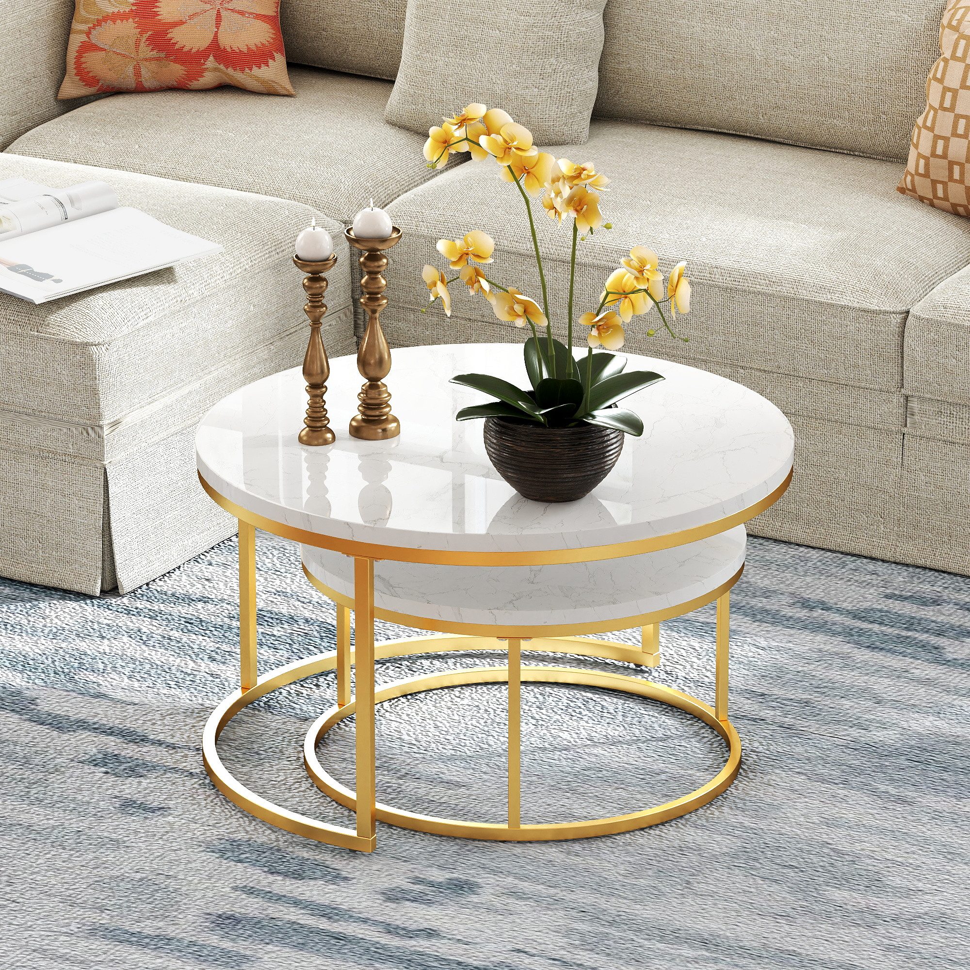 HAUSS SPOLE Couchtisch 2er-Satztisch Beistelltisch stapelbarer Sofatisch mi günstig online kaufen