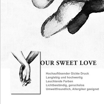 TPFLiving Kunstdruck (OHNE RAHMEN) Poster - Leinwand - Wandbild, Liebende Hände - Love - (Motive in verschiedenen Größen - auch im 3-er Set erhältlich), Farben: Schwarz und weiß - Größe: 13x18cm