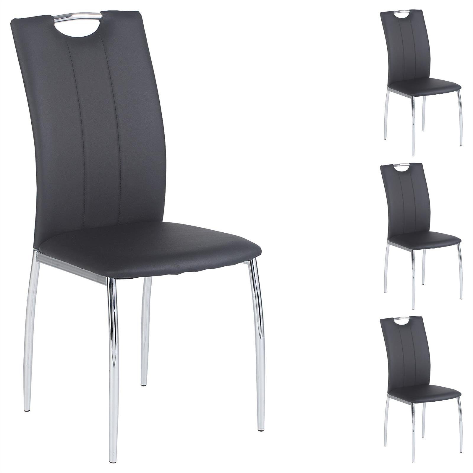 IDIMEX Esszimmerstuhl APOLLO (4 St), 4er SET Esszimmerstuhl Essgruppe Sitzgruppe, 4 Stühle grau schwarz wei