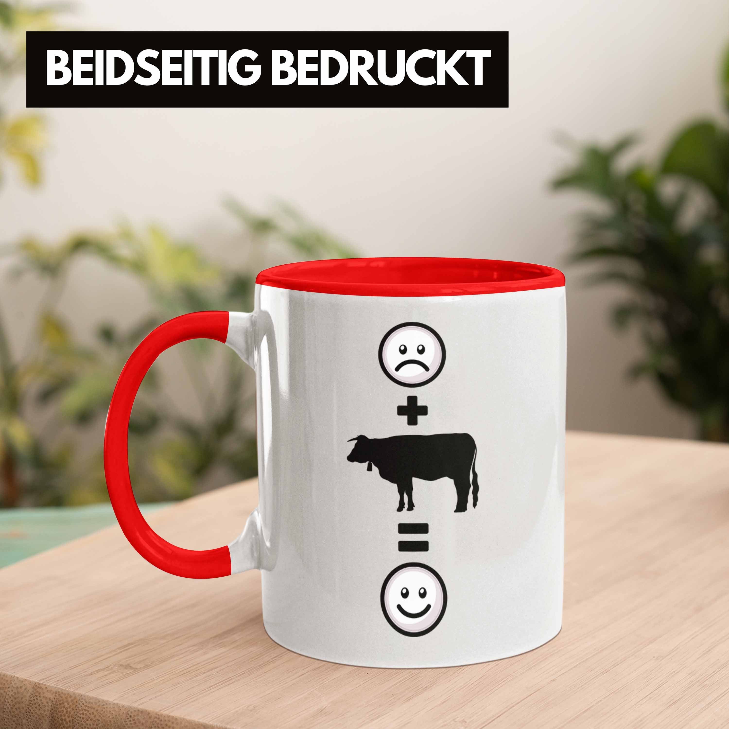 Geschenk Bauern Kühe :(Kuh) Trendation Landwirt Rinder Lustige Rot Tasse Tasse für