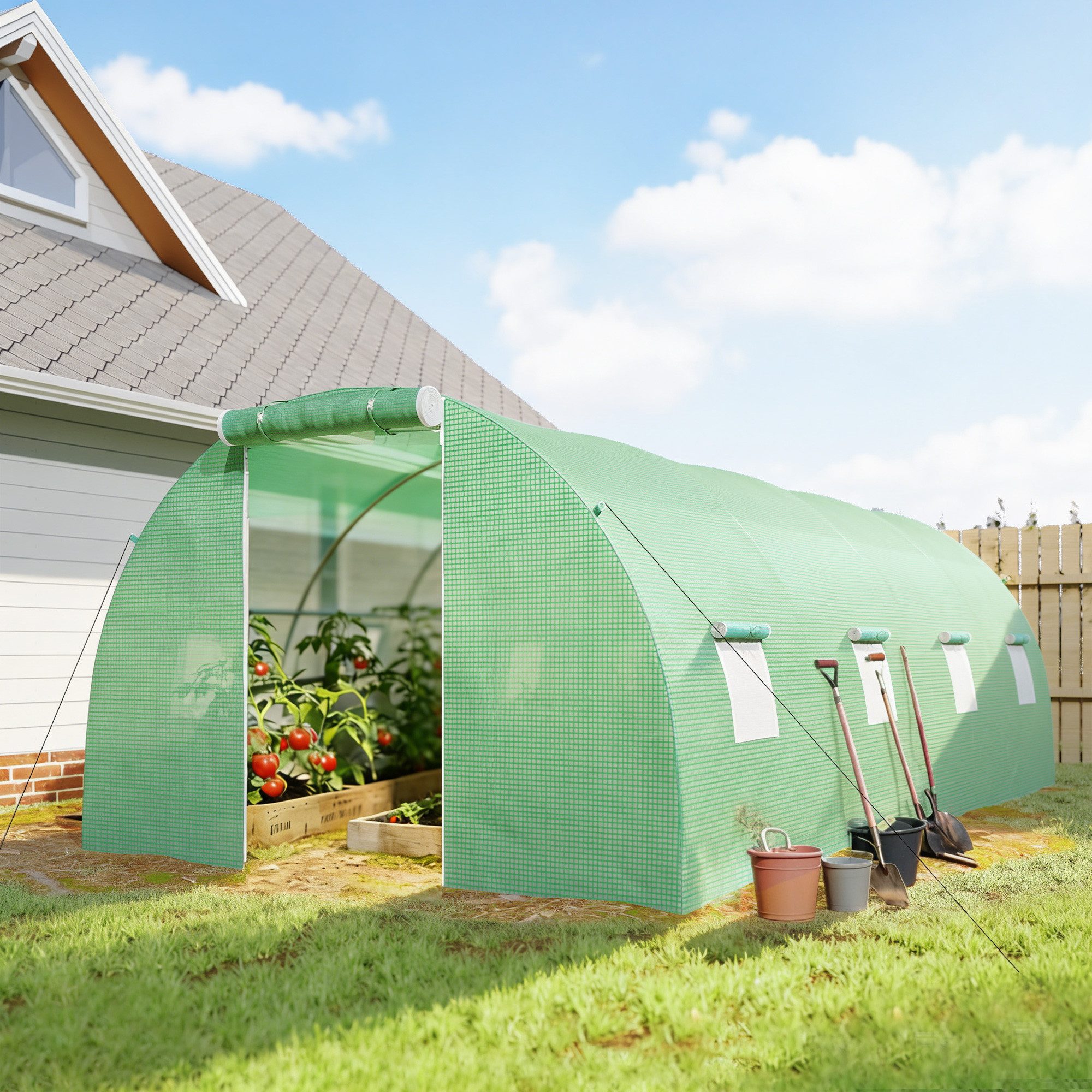 Foliengewächshaus 600L x 300B x 200H cm in Grün