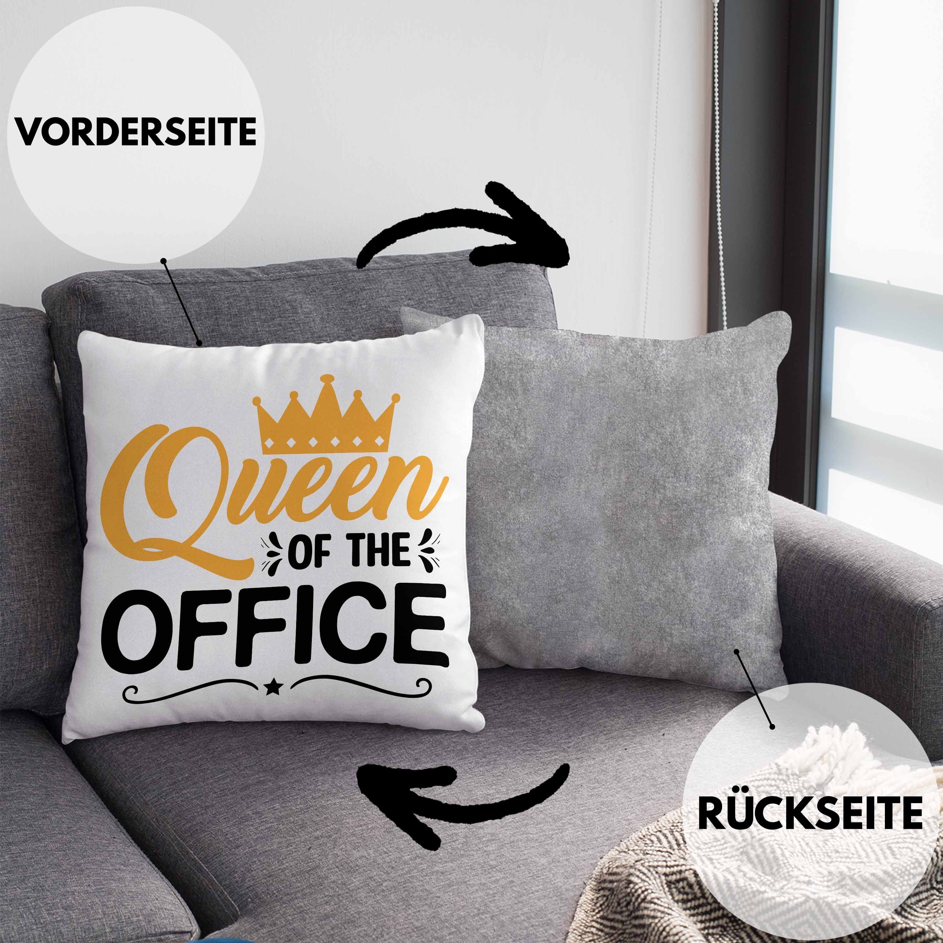 Kissen Dekokissen - Kollegin Office Queen Chefin Füllung mit Grau Dekokissen 40x40 Trendation Geschenkidee Geschenk The Trendation Of