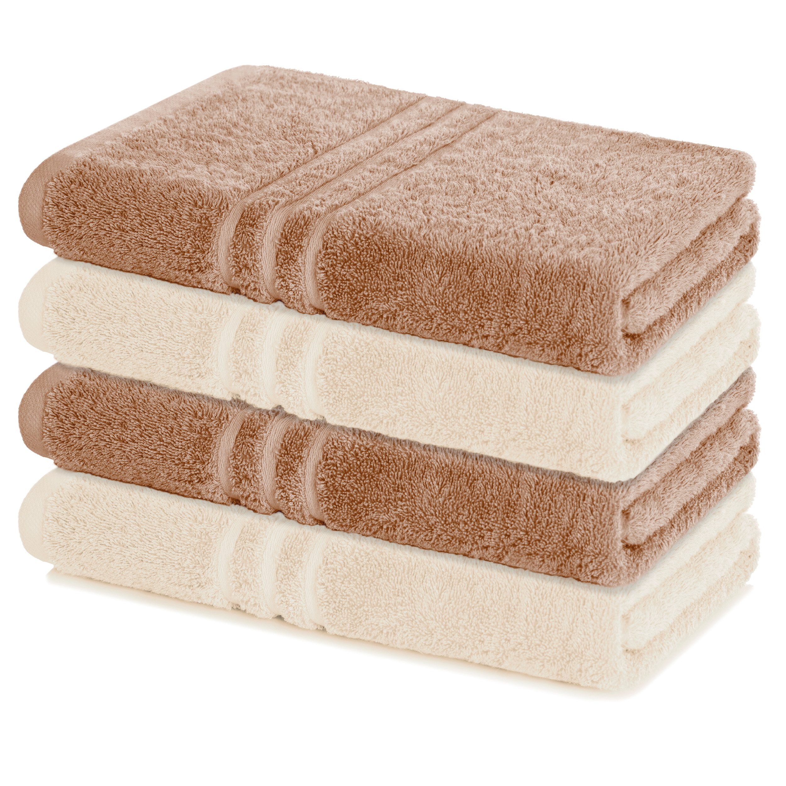 Lavea Duschtücher 4er Set Duschtuch 70 x 140 cm, Elena Frottee Handtücher, (Set, 4-St), Dusch-Handtuch, 500 g/m² Frottier, weich & saugstark, pflegeleicht