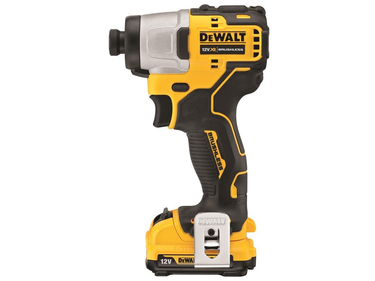 DeWalt Akku-Schlagbohrschrauber (1/4), 2Ah, 12 V, (Akku-Schlagschrauber-Set mit 2 Akkus, Ladegerät und TSTAK-Koffer)