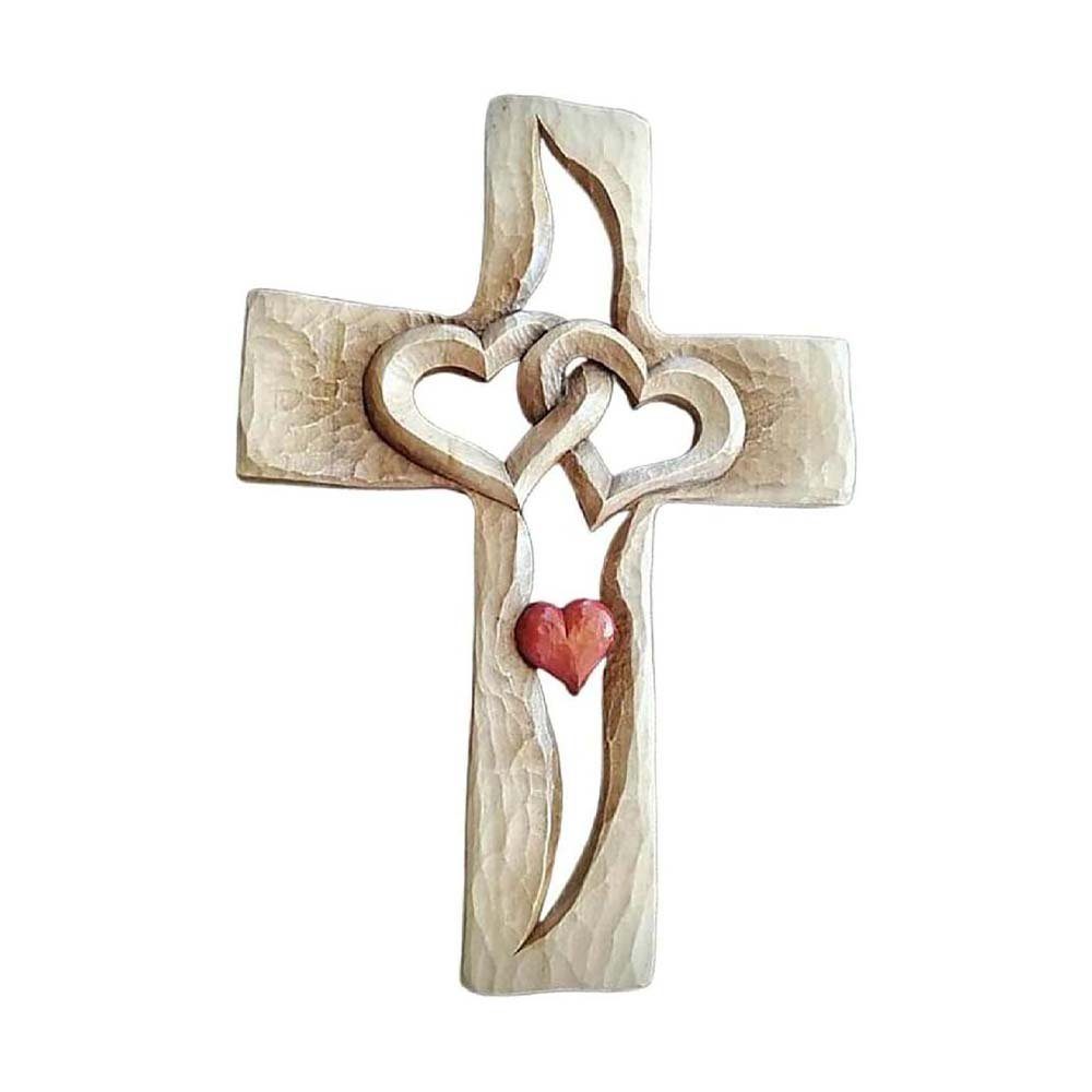 CTGtree Dekoobjekt Geschnitztes Holz katholisches Kreuz religiöses christliches
