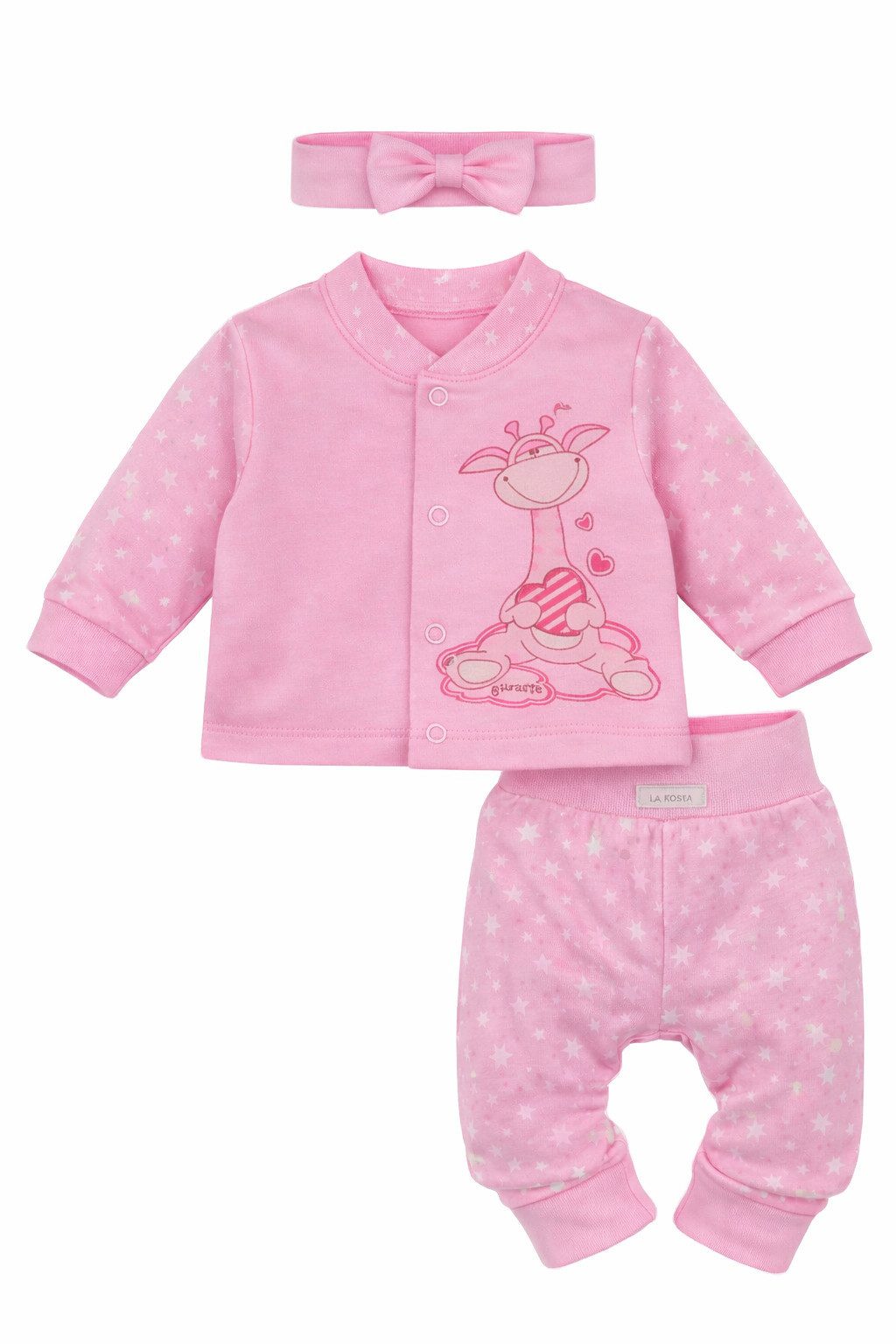 Langarmshirt & Hose Baby Anzug in Rosa Hemdchen Mitwachshose Stirnband für Neugeborene