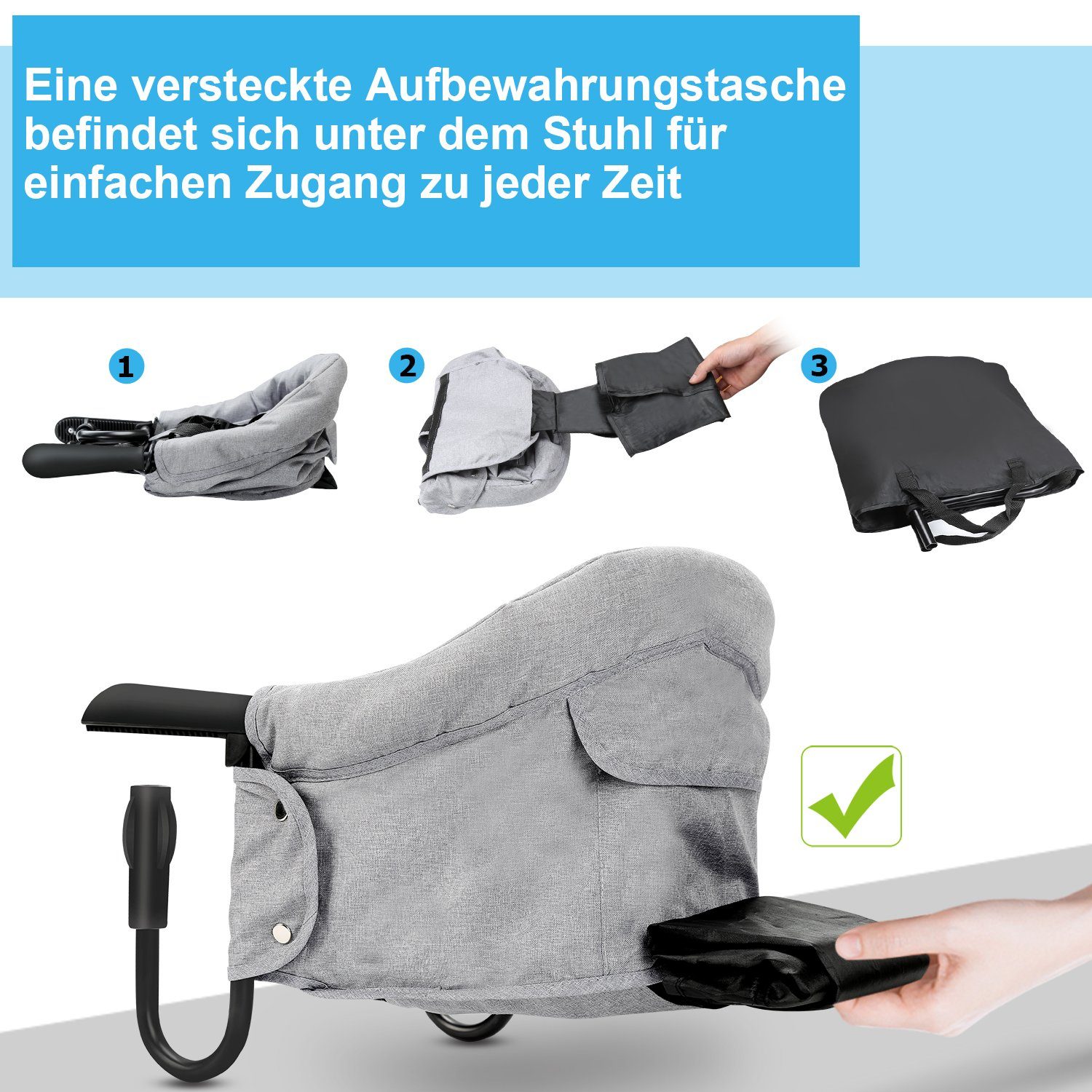 Tischsitz Sitzerhöhung Gimisgu Babysitz Hochstuhl Stuhlsitz Faltbarer Portable Tischsitz
