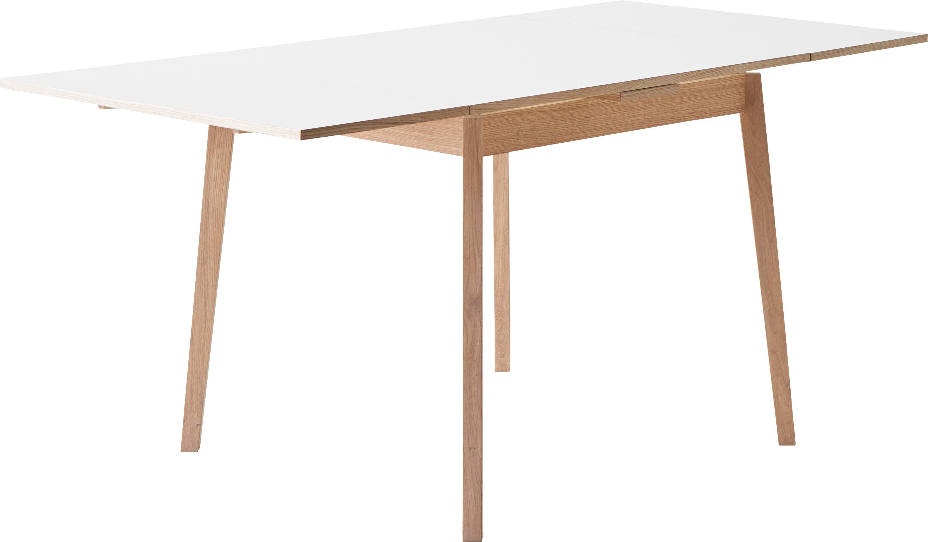 Gestell by Weiß/Naturfarben aus Esstisch Massivholz Basic Hammel Hammel Tischplatte aus 90(164)x90 cm, Furniture Melamin, Single,