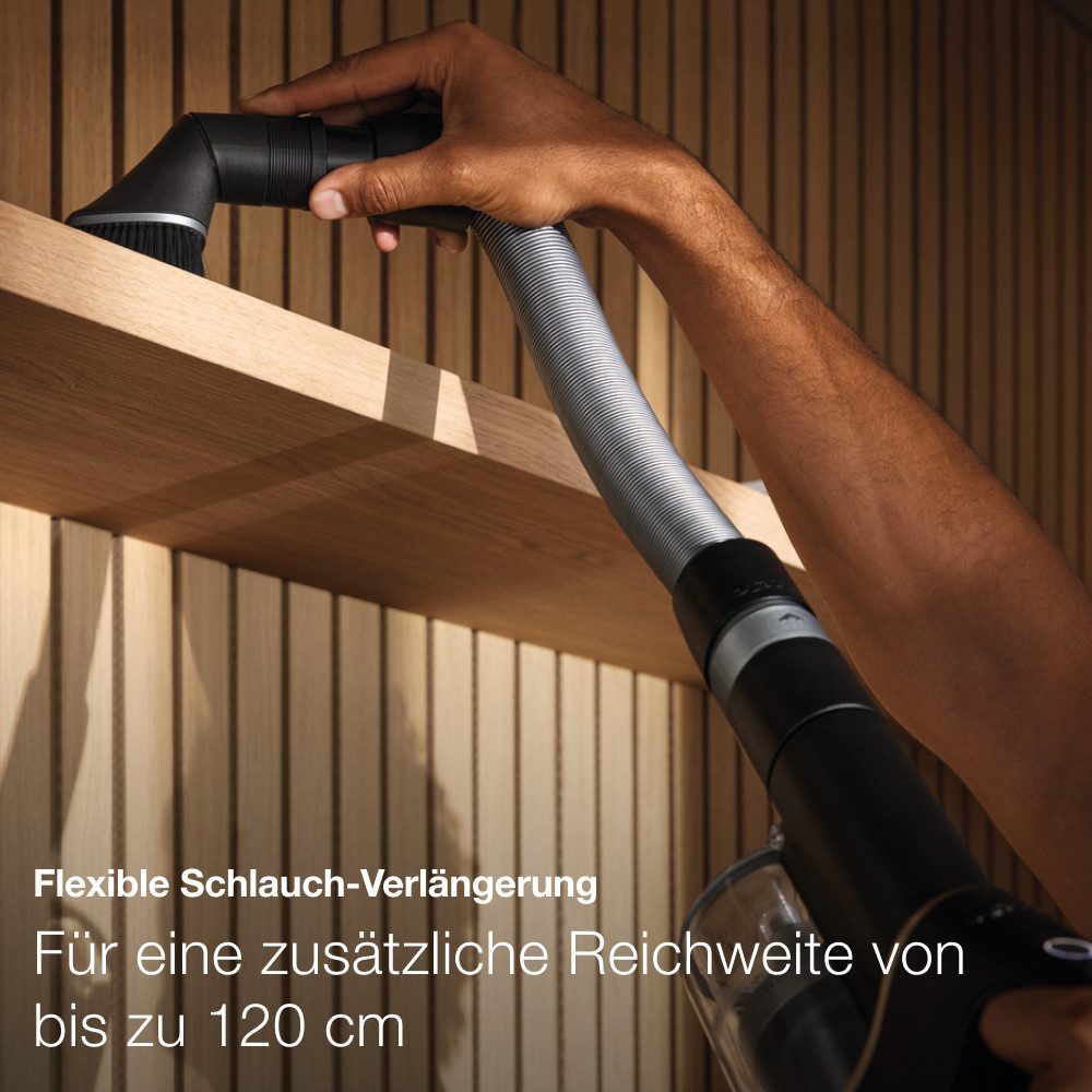 Miele Akku-Handstaubsauger Duoflex HX1 TotalCare, 2in1-Funktion, 210 W, beutellos, mit Elektrobürste MultiFloor und CarCare Set, Obsidianschwarz Roségold – Bild 5 von 5