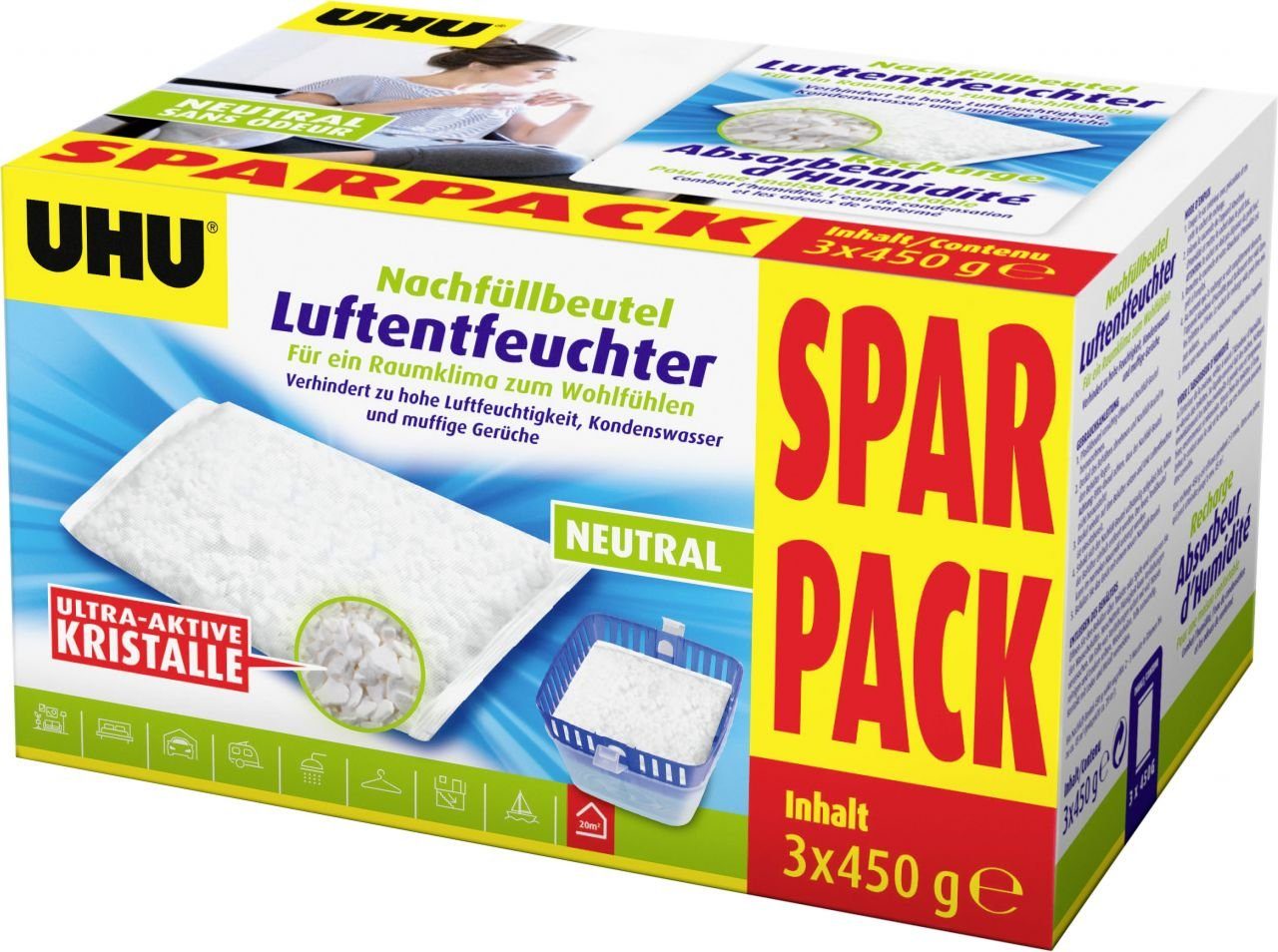 UHU Luftentfeuchter UHU Luftentfeuchter Nachfüllbeutel Sparpack, 3 x