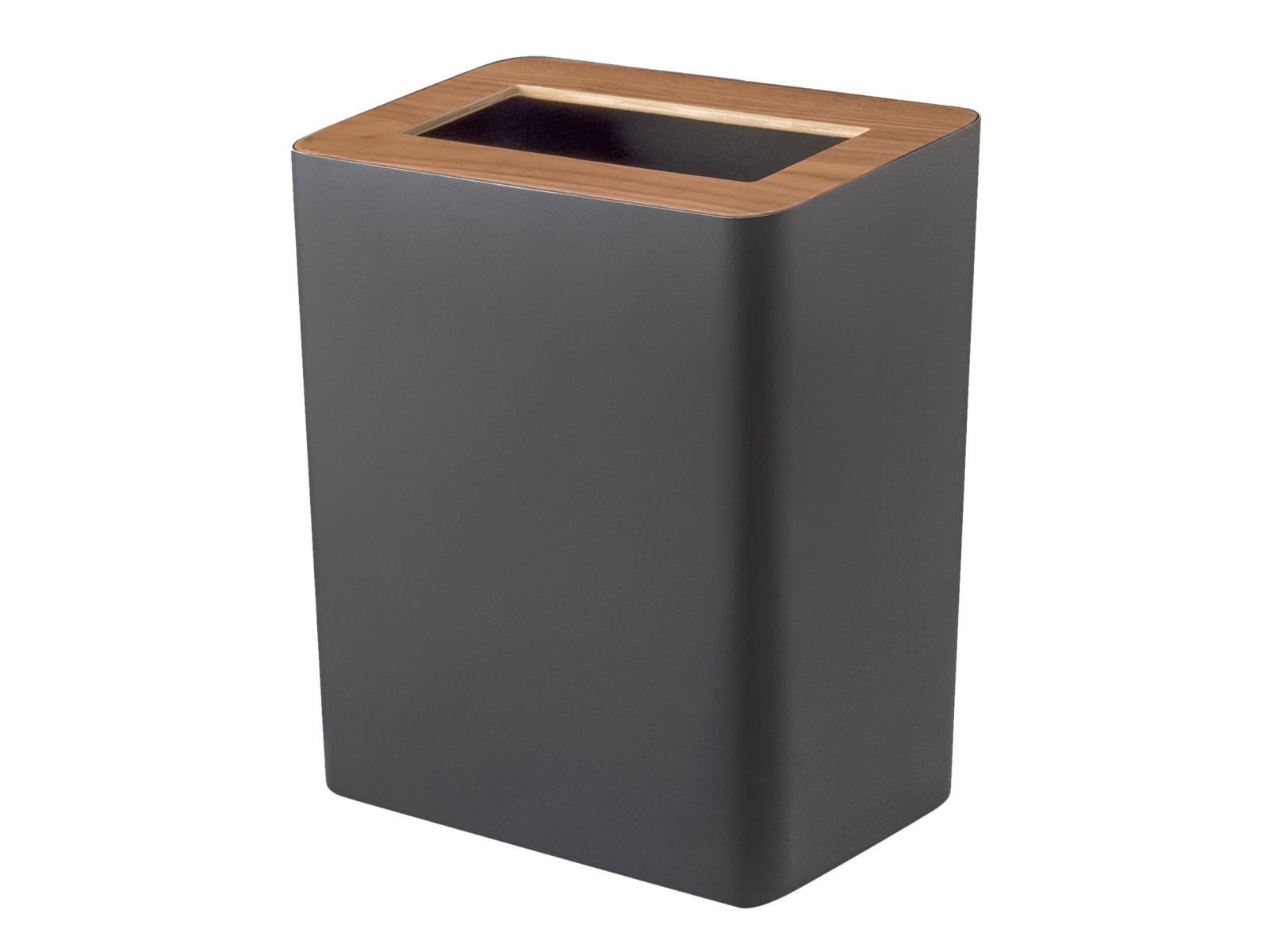 Yamazaki Papierkorb Rin Mülleimer Abfalleimer Holz Metall 28x30 cm 1 Liter, Mülleimer, klein und minimalistisch, modern, eckig, nur 30cm hoch
