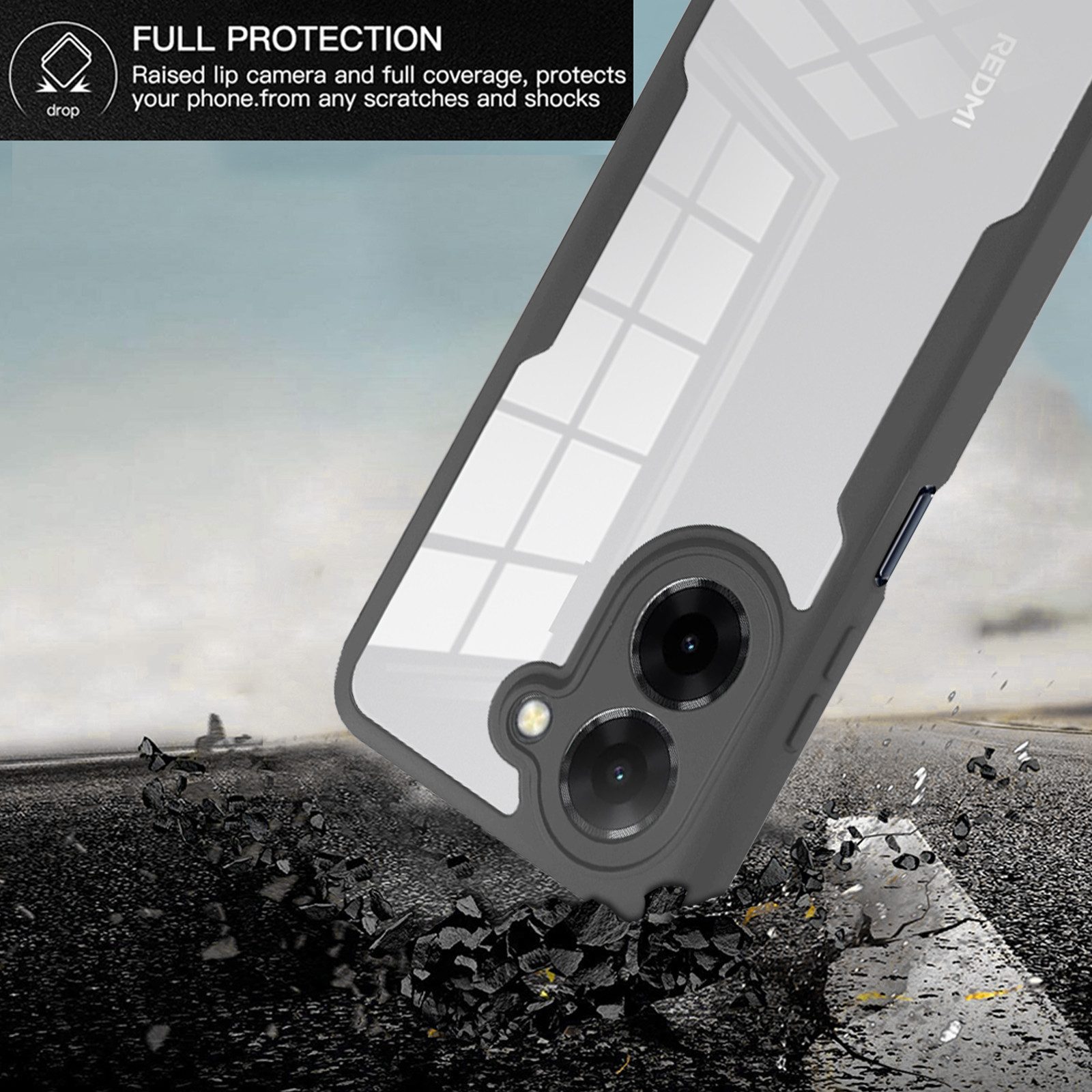 betterfon Handyhülle für Xiaomi Redmi A5 2-teiliges 360° TPU Schutzcase, Rundumschutz mit integrierter Displayabdeckung und klarer Sicht – Bild 4 von 5