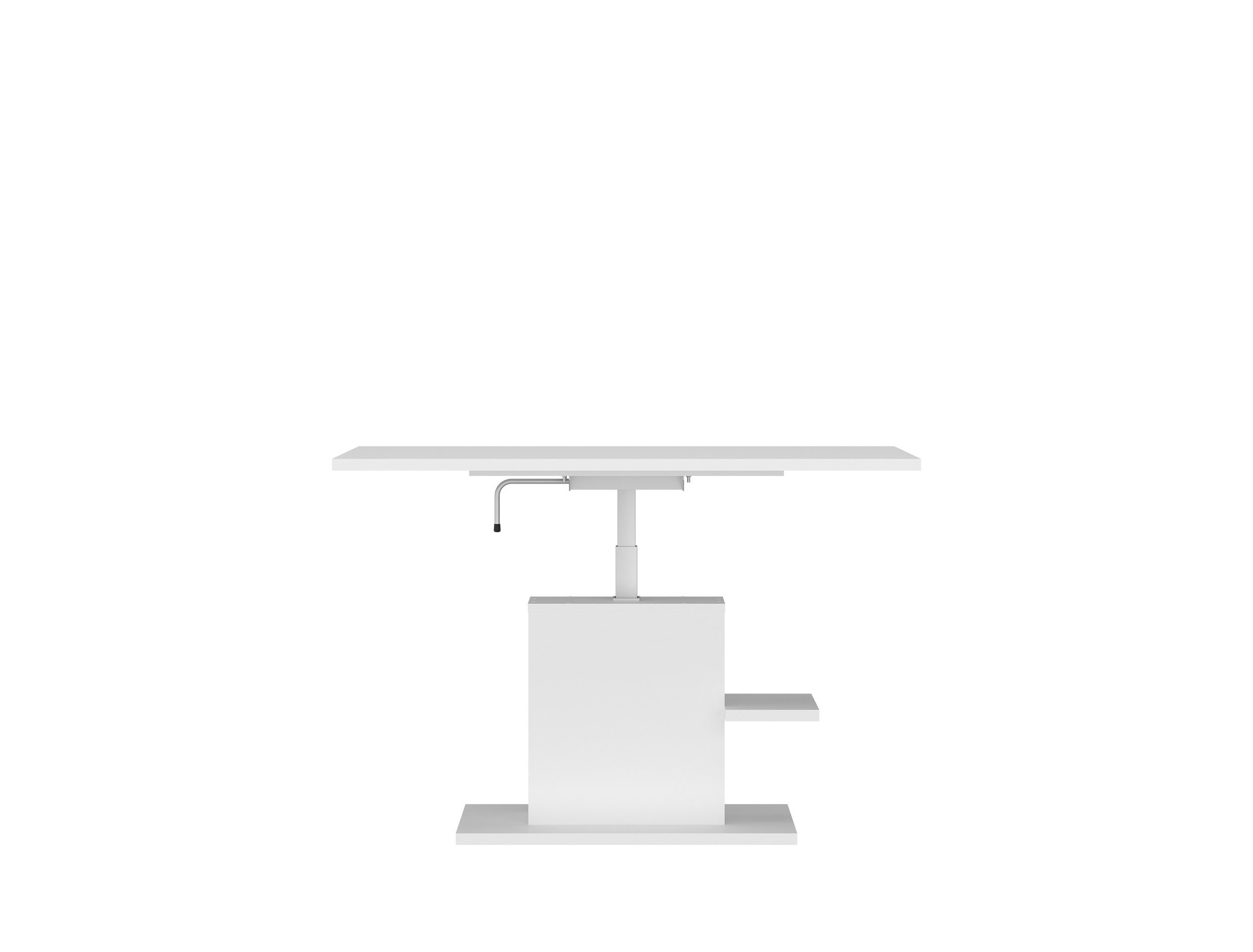 Meble Wójcik Couchtisch höhenverstellbar bis 73cm, Alpinweiß - 110x55/73x65cm (BxHxT)