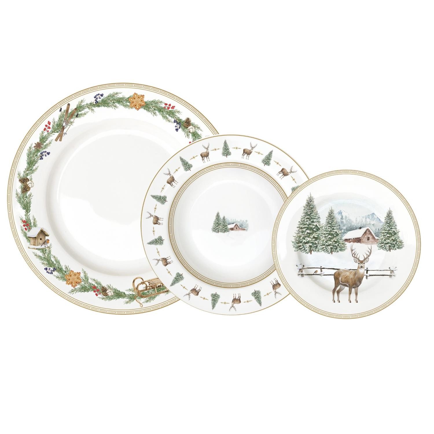 EasyLife Тарелка обеденная White Forest, Handwäsche Empfohlen, Weiß, Motiv: Winterwald