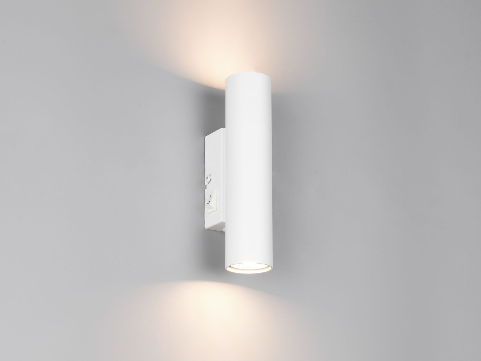Reality Leuchten LED Wandleuchte Up and Down mit Schalter, Höhe 18cm, Leuchtmittel dimmbar, LED wechselbar, Warmweiß, indirekt-e Wand-Beleuchtung innen, Wandlampe Bett & Nachttischlampe